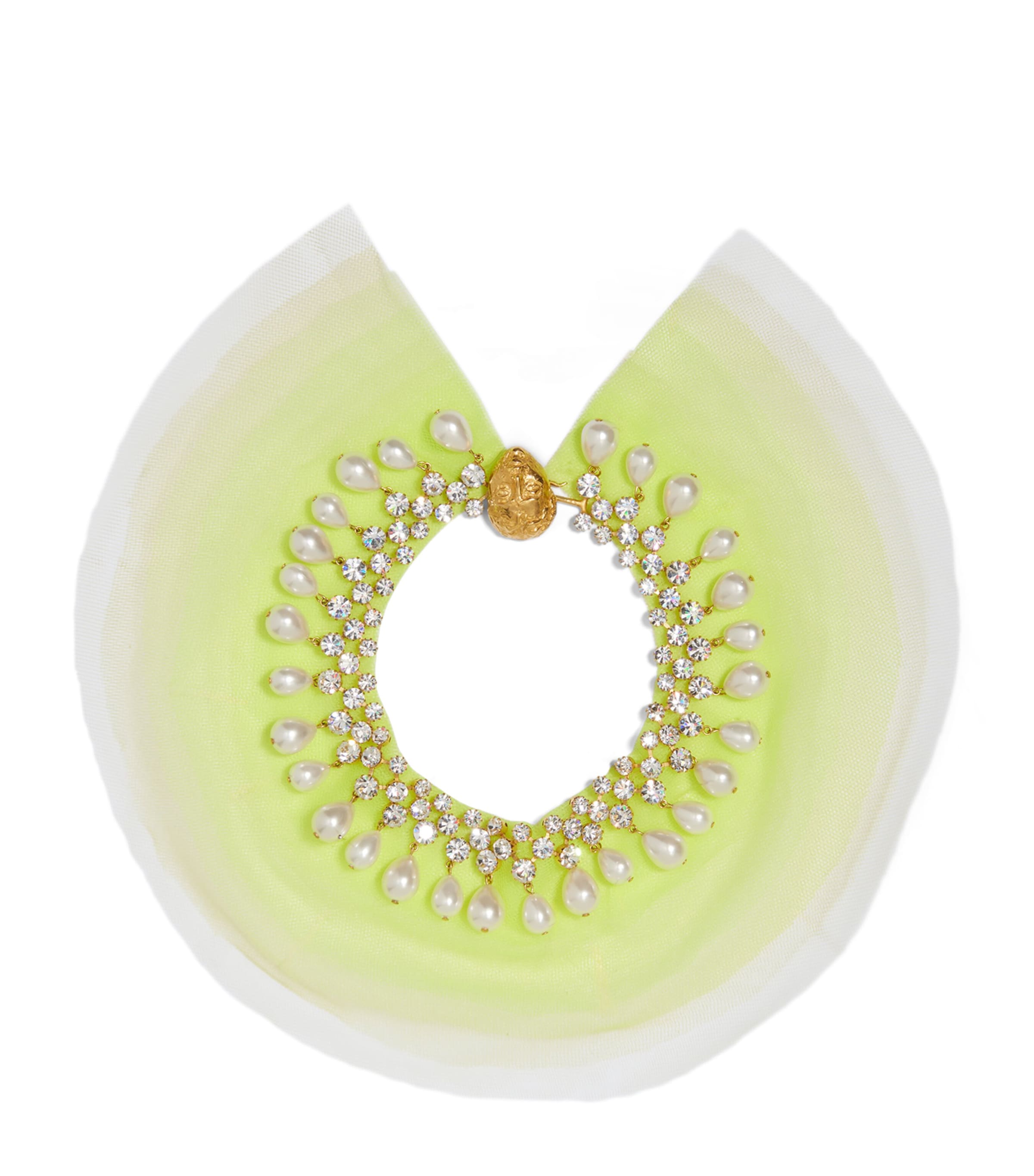 Schiaparelli Faux Pearl Lashes Necklace Crystal