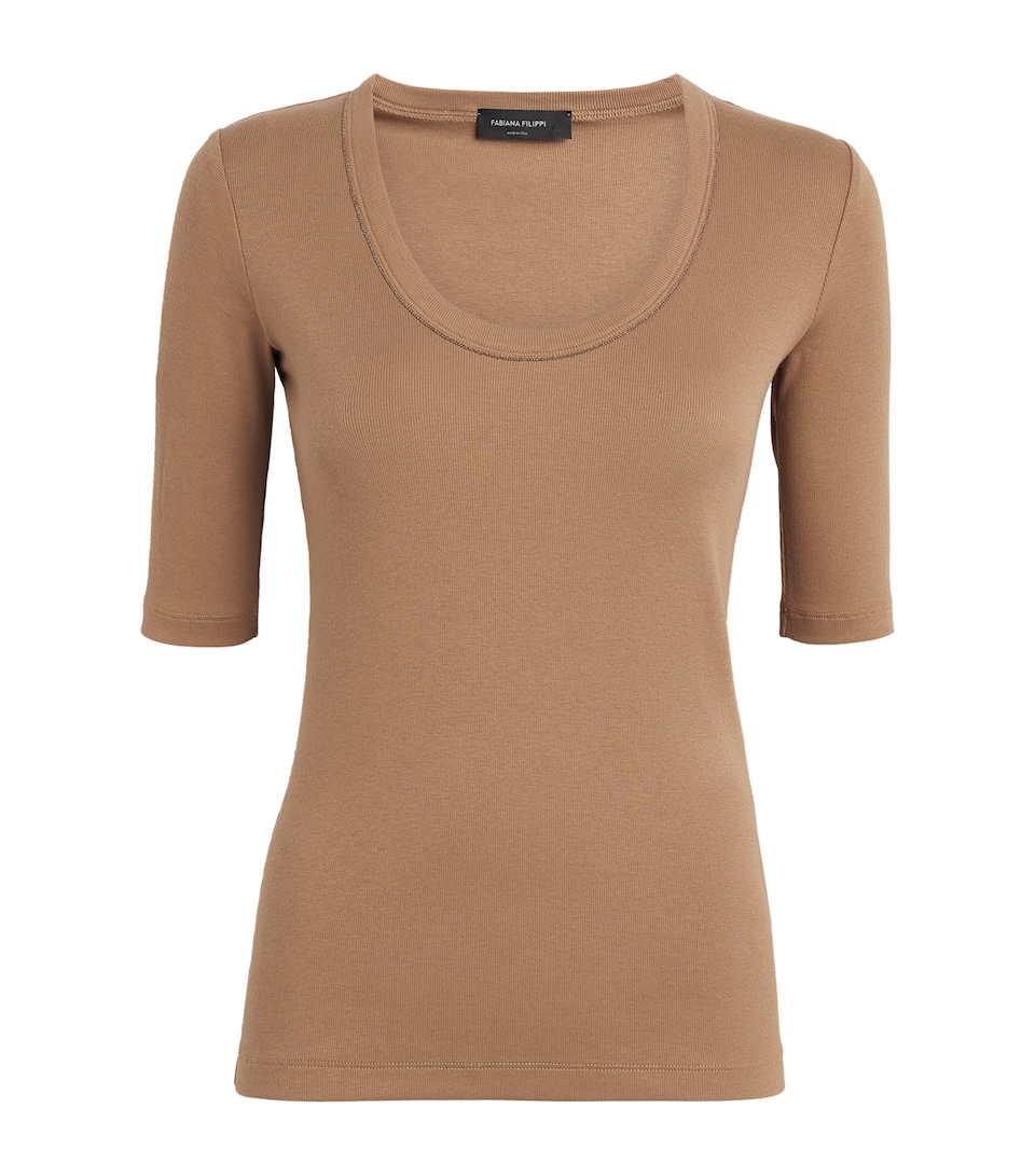 Embellished Scoop-Neck Top