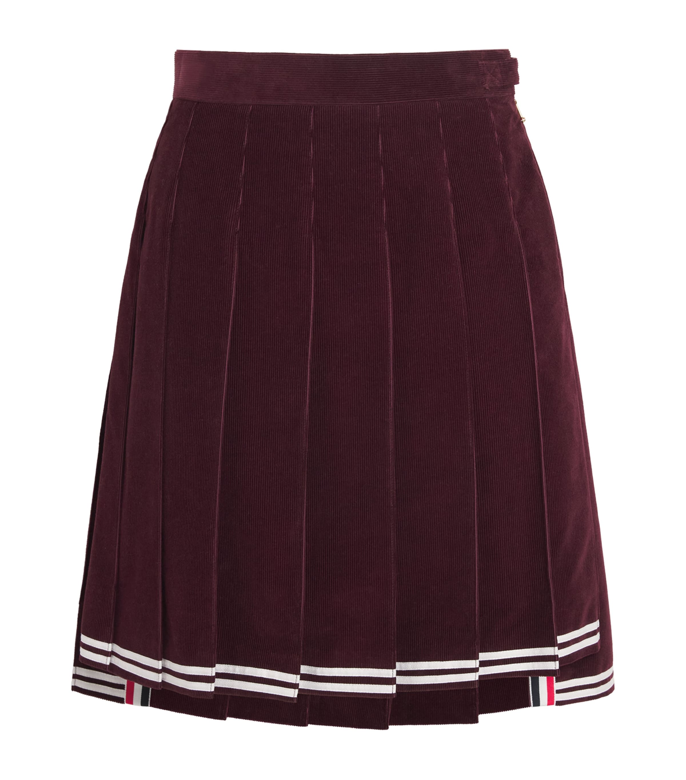 Thom Browne Womens Corduroy Pleated Mini Skirt Burgundy
