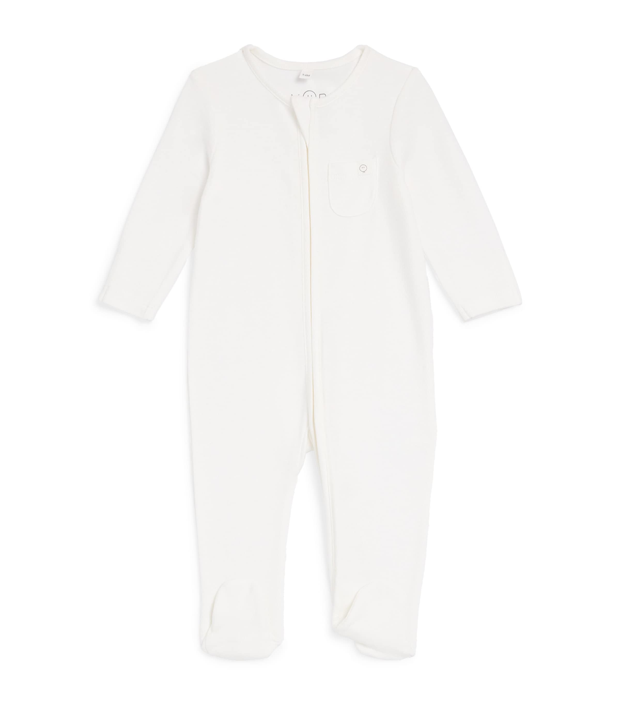 MORI Bamboo-Cotton Clever Zip All-In-One (3-6 Months) White