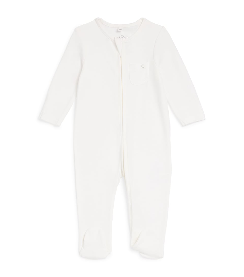MORI Bamboo-Cotton Clever Zip All-In-One (3-6 Months) White
