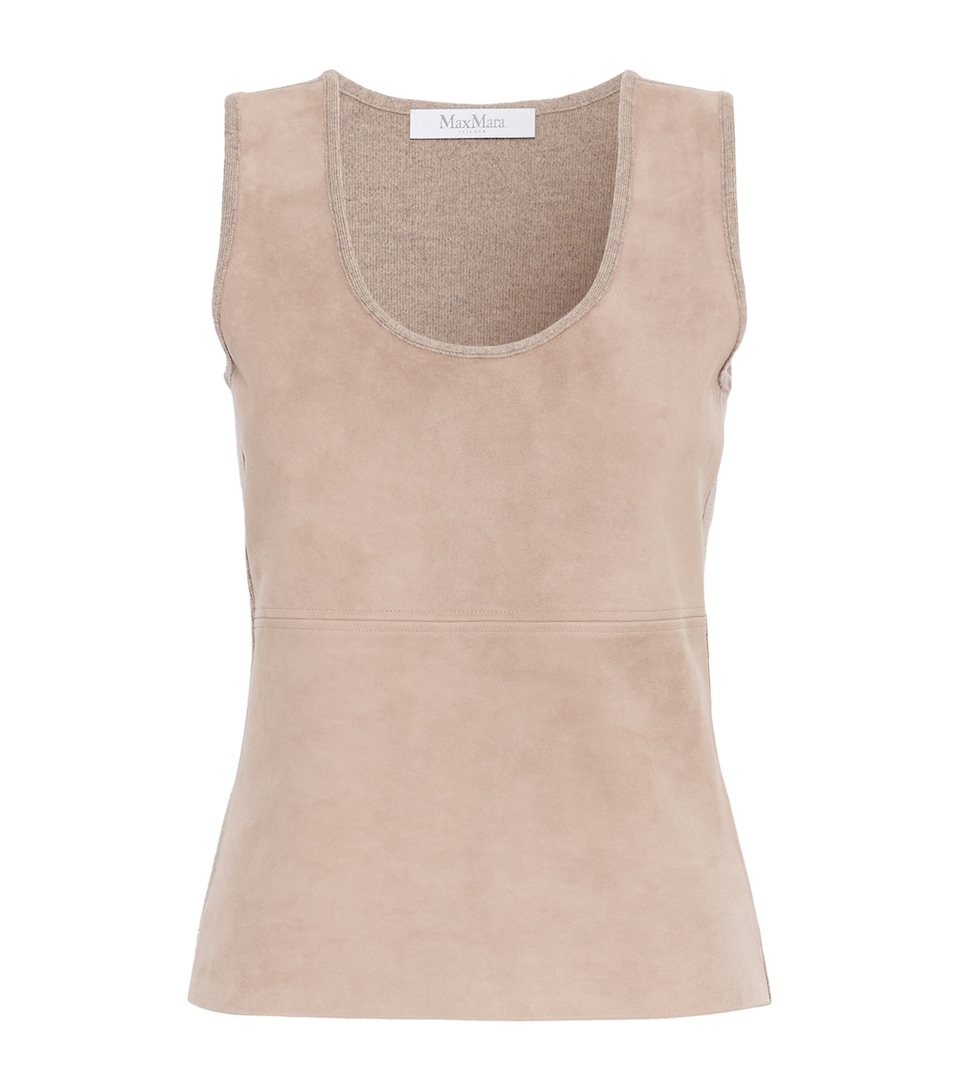 Max Mara Womens Suede-Wool-Cashmere Tank Top Beige