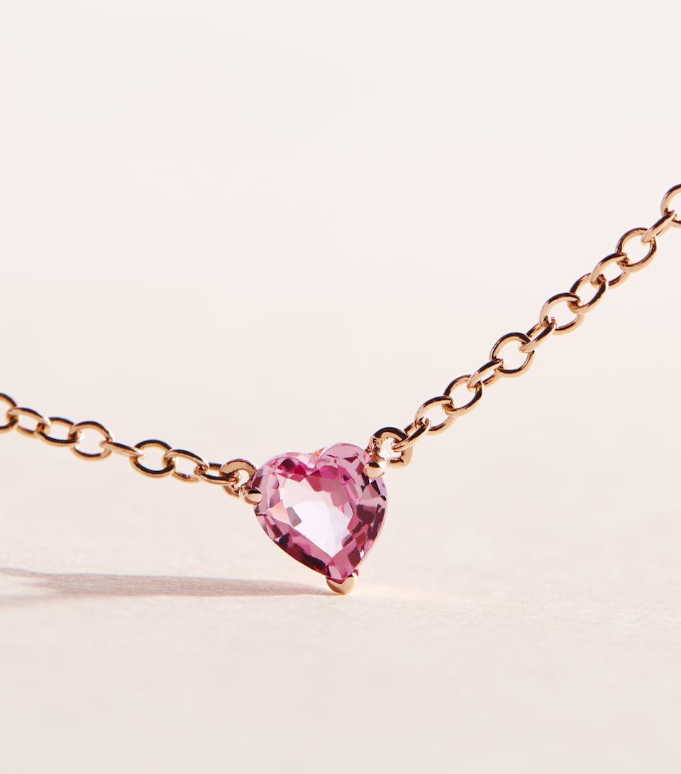 SHAY Rose Gold and Pink Sapphire Baby Heart Necklace Yellow Gold
