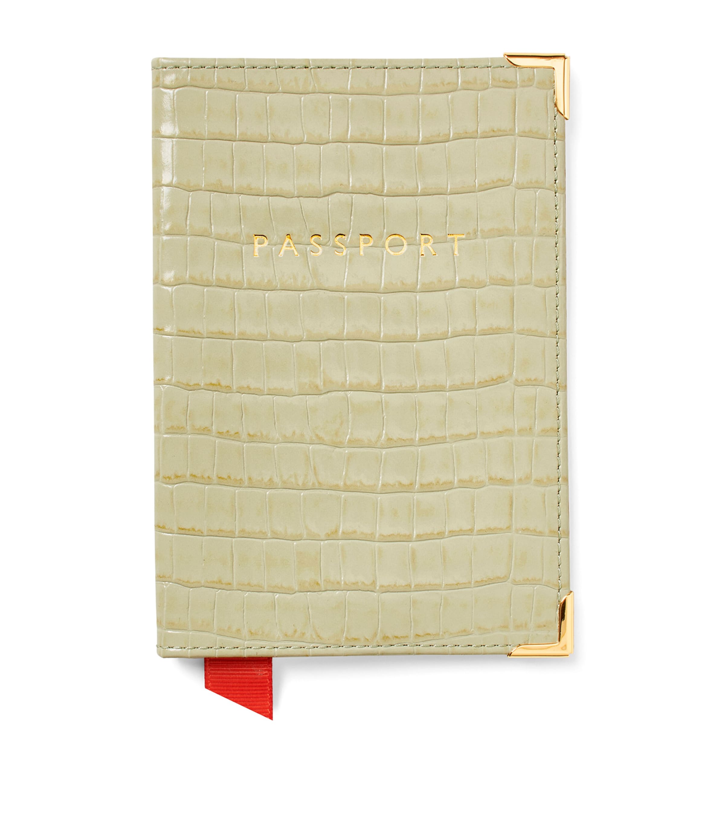 Croc-Embossed Leather Passport Holder