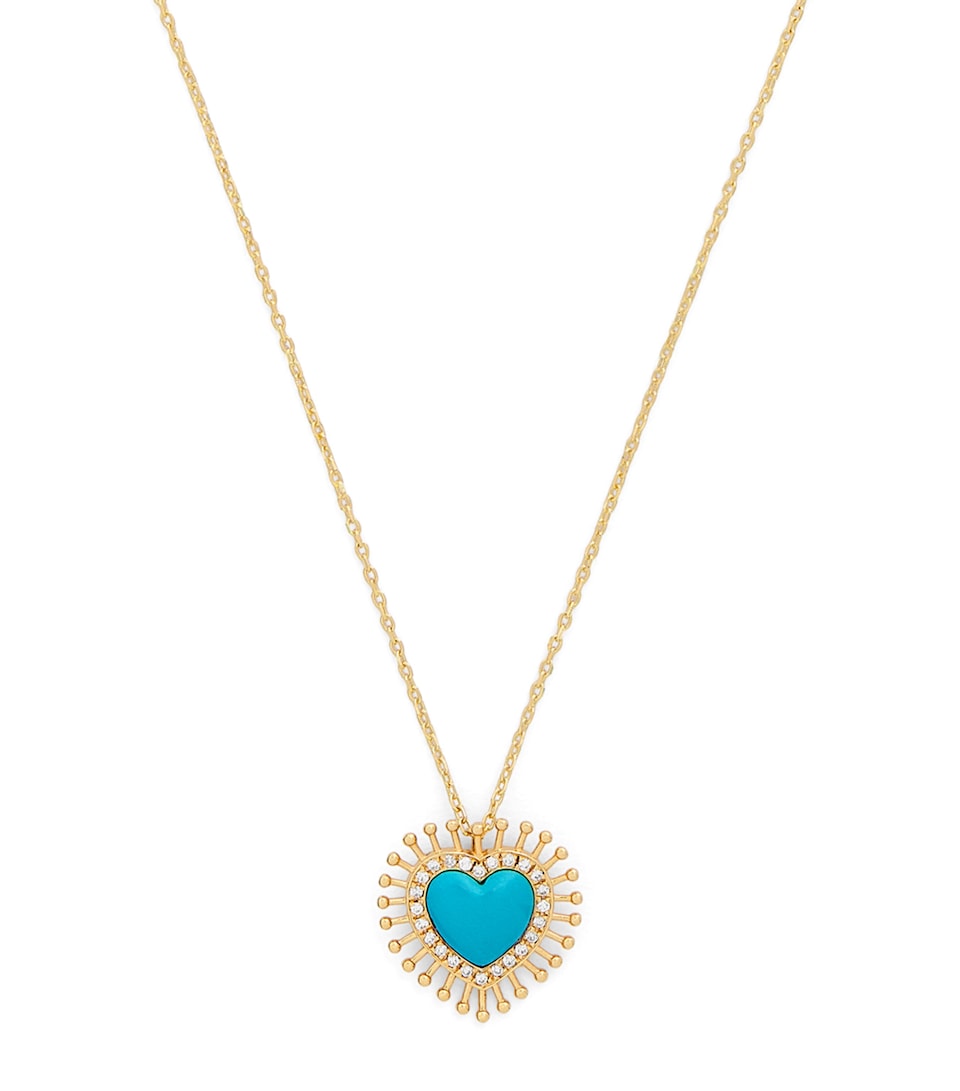 Yellow Gold, Diamond and Turquoise Rich Kitsch All Hearts on Me Pendant Necklace