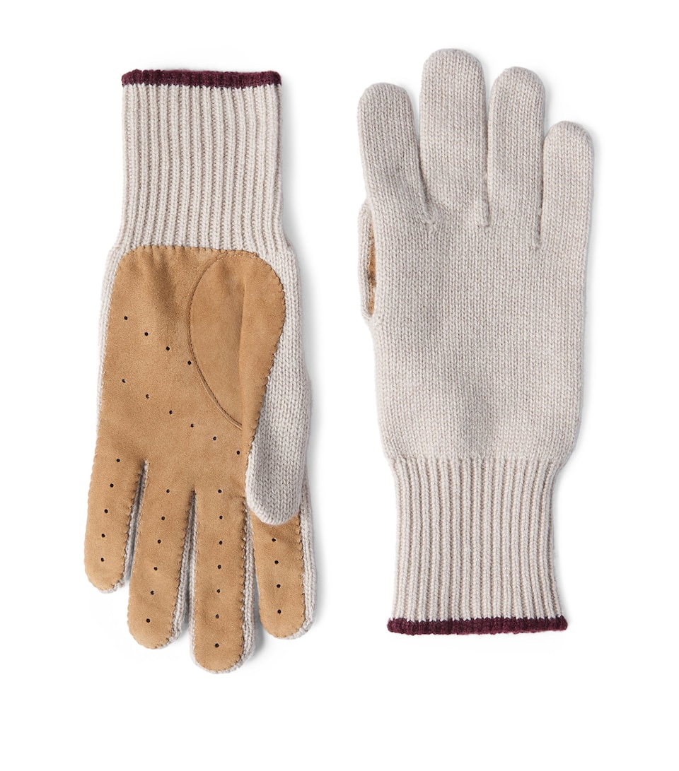 Cashmere Suede-Insert Gloves