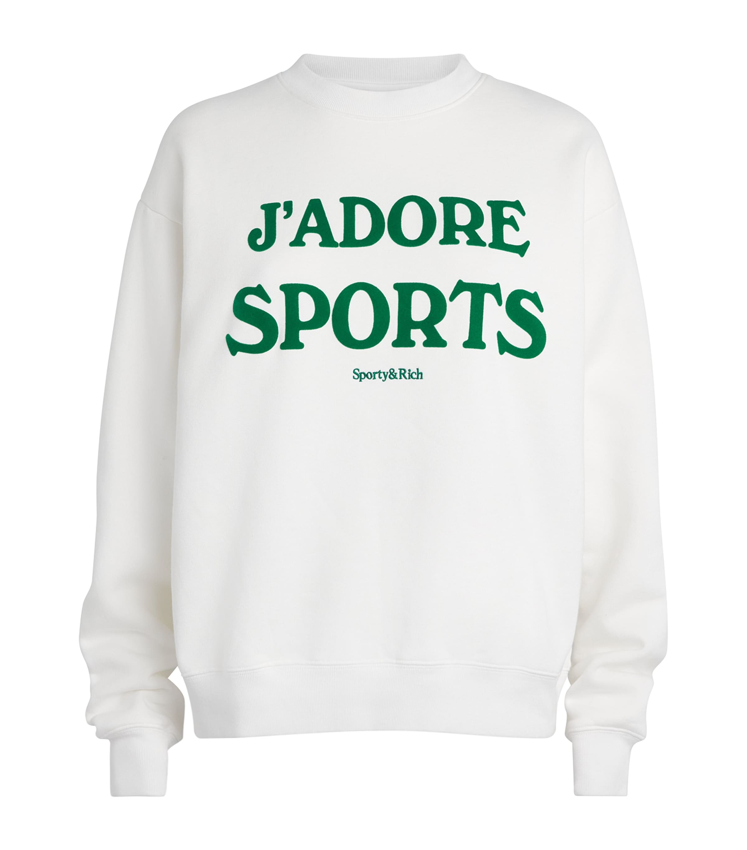 Sporty & Rich Womens Cotton J’adore Sweatshirt White Kelly
