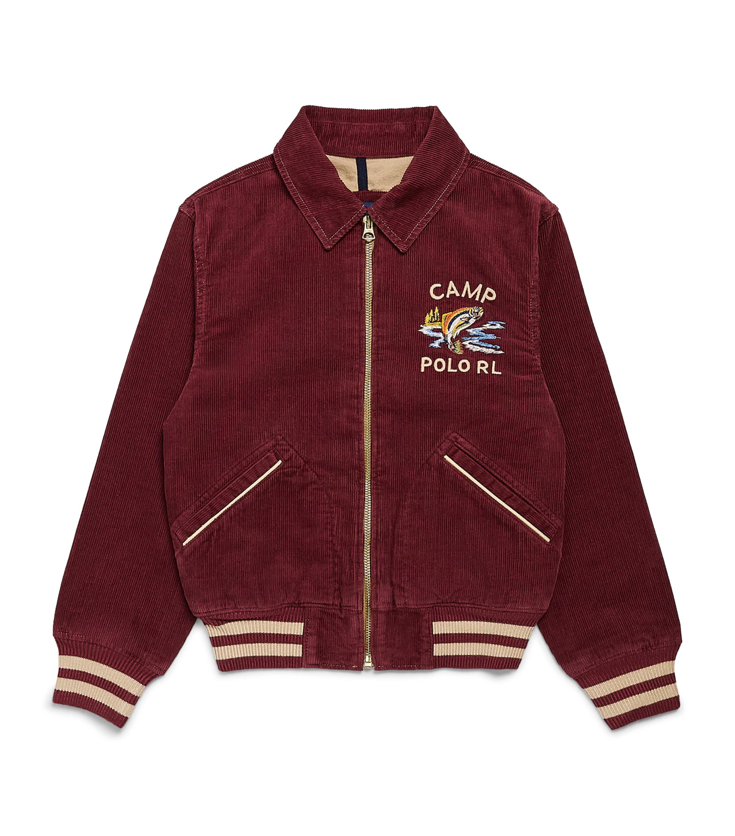 Ralph Lauren Kids Corduroy Embroidered Bomber Jacket (6-14 Years) Pomegranate