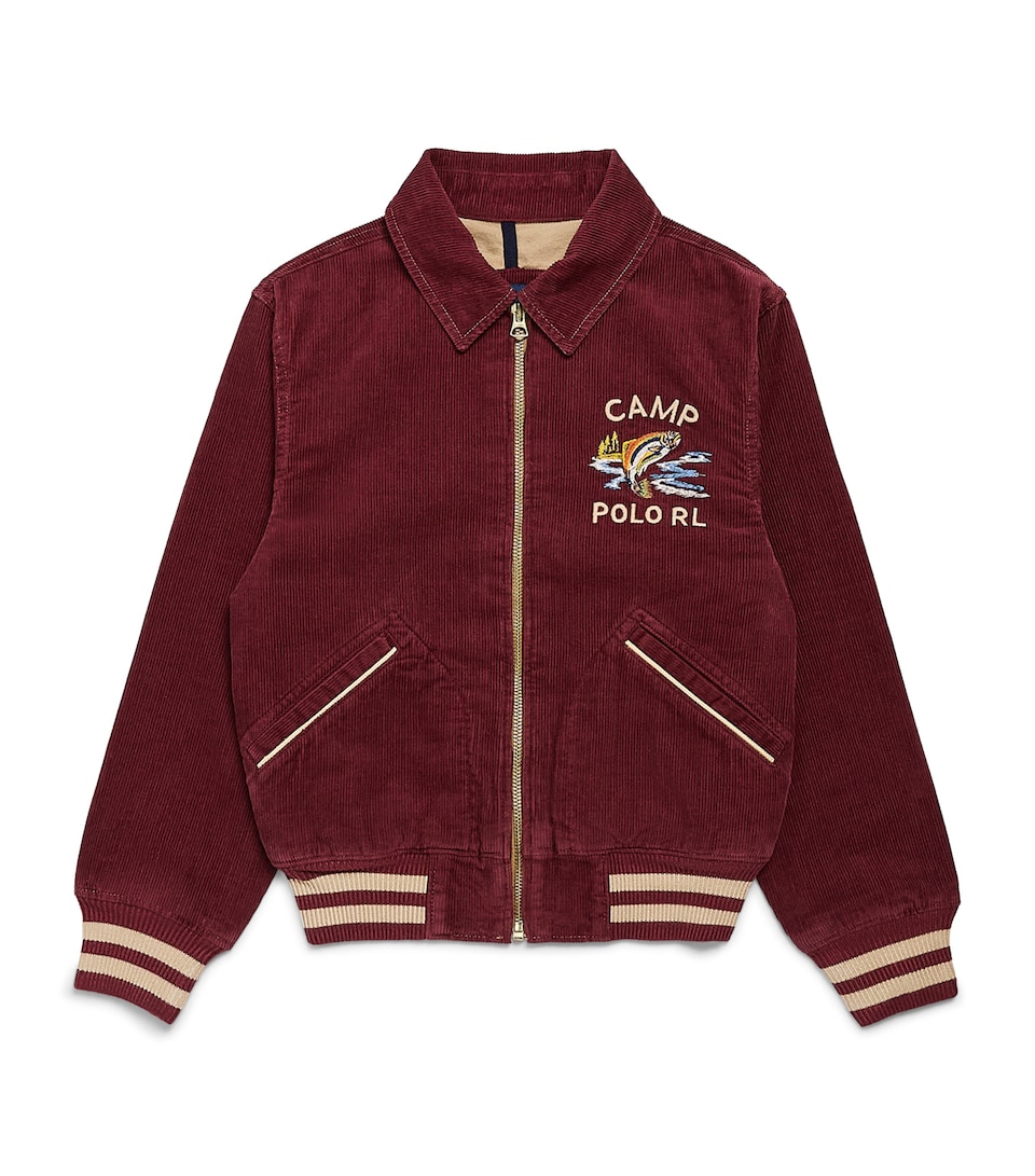 Ralph Lauren Kids Corduroy Embroidered Bomber Jacket (6-14 Years) Pomegranate