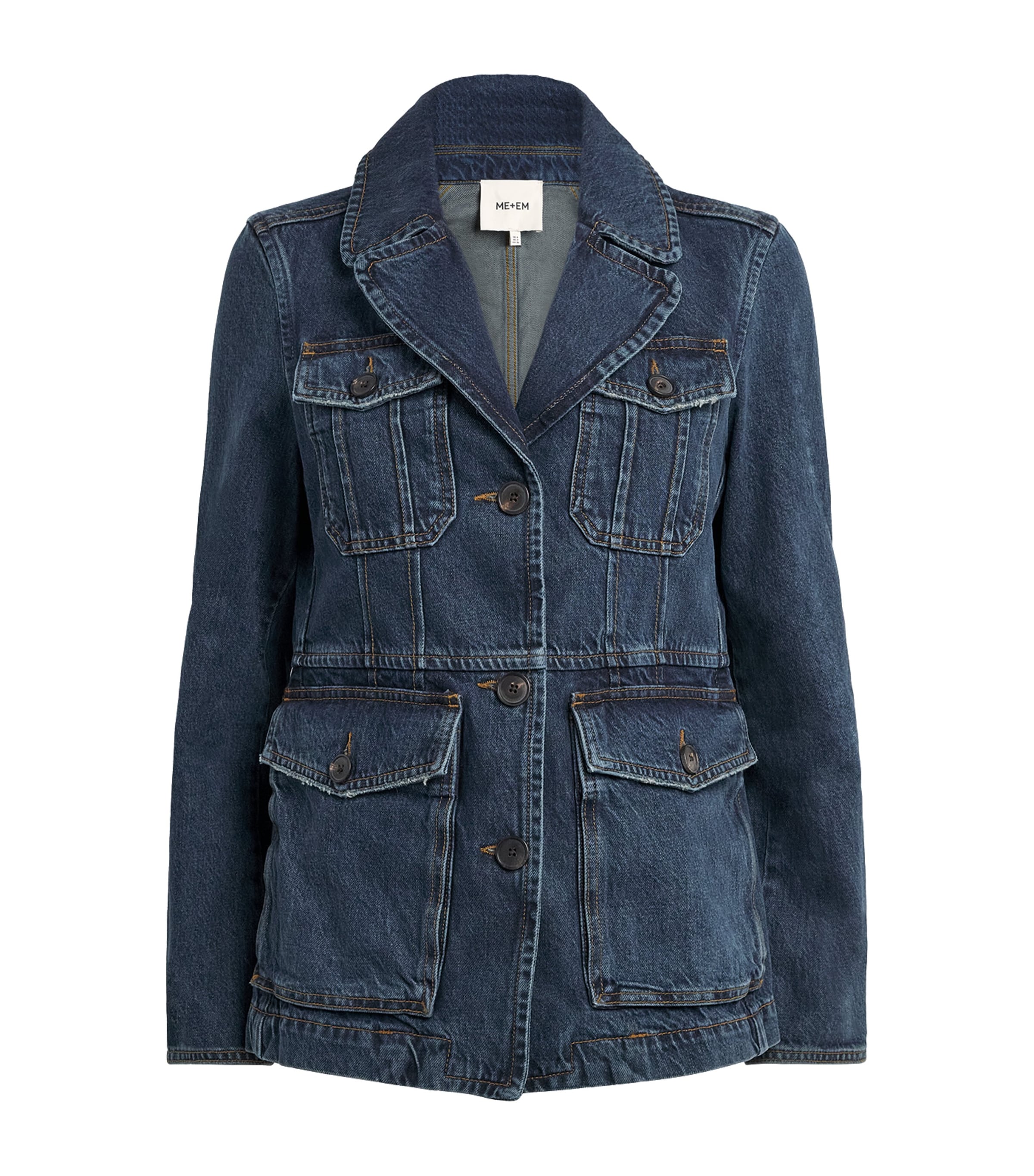 ME+EM Womens Denim Utility Jacket Authentic Dark Blue