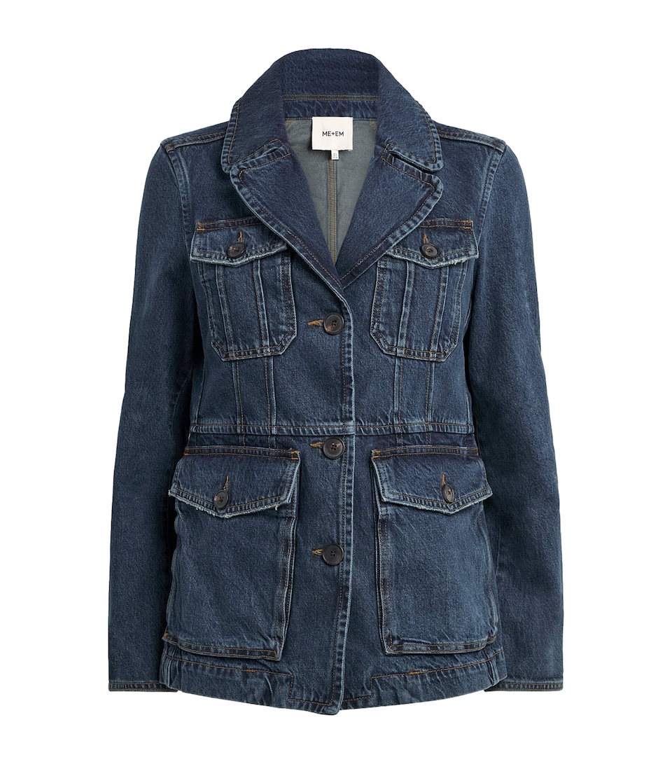 ME+EM Womens Denim Utility Jacket Authentic Dark Blue
