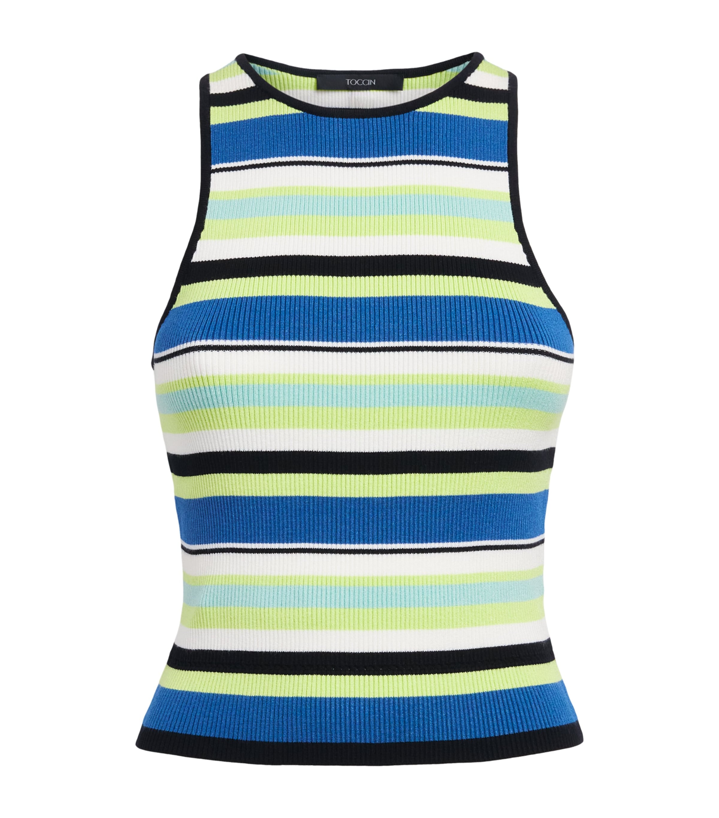 Toccin Womens Cotton Avery Tank Top Ocean/keylime Multi