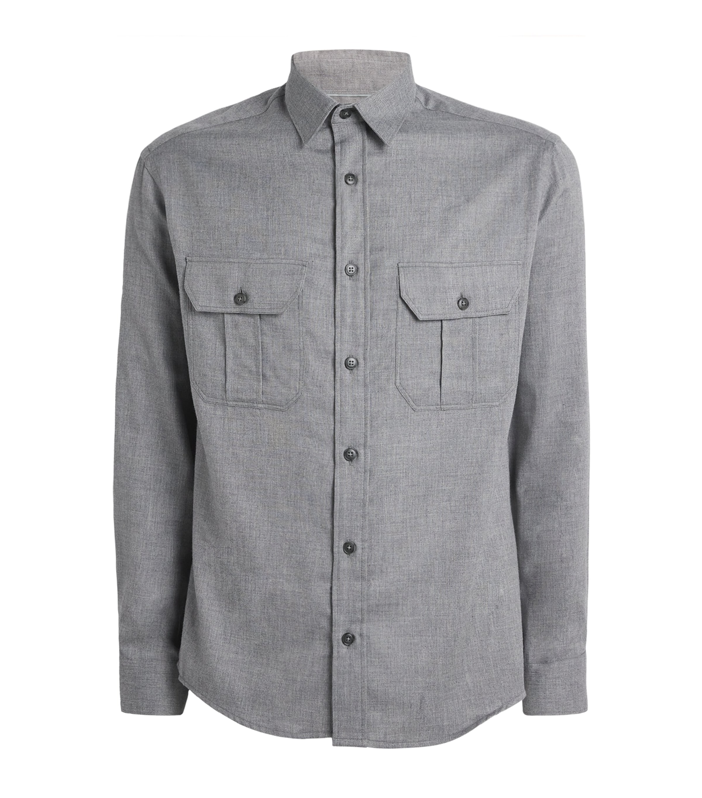 Cotton-Cashmere Chest-Pocket Shirt