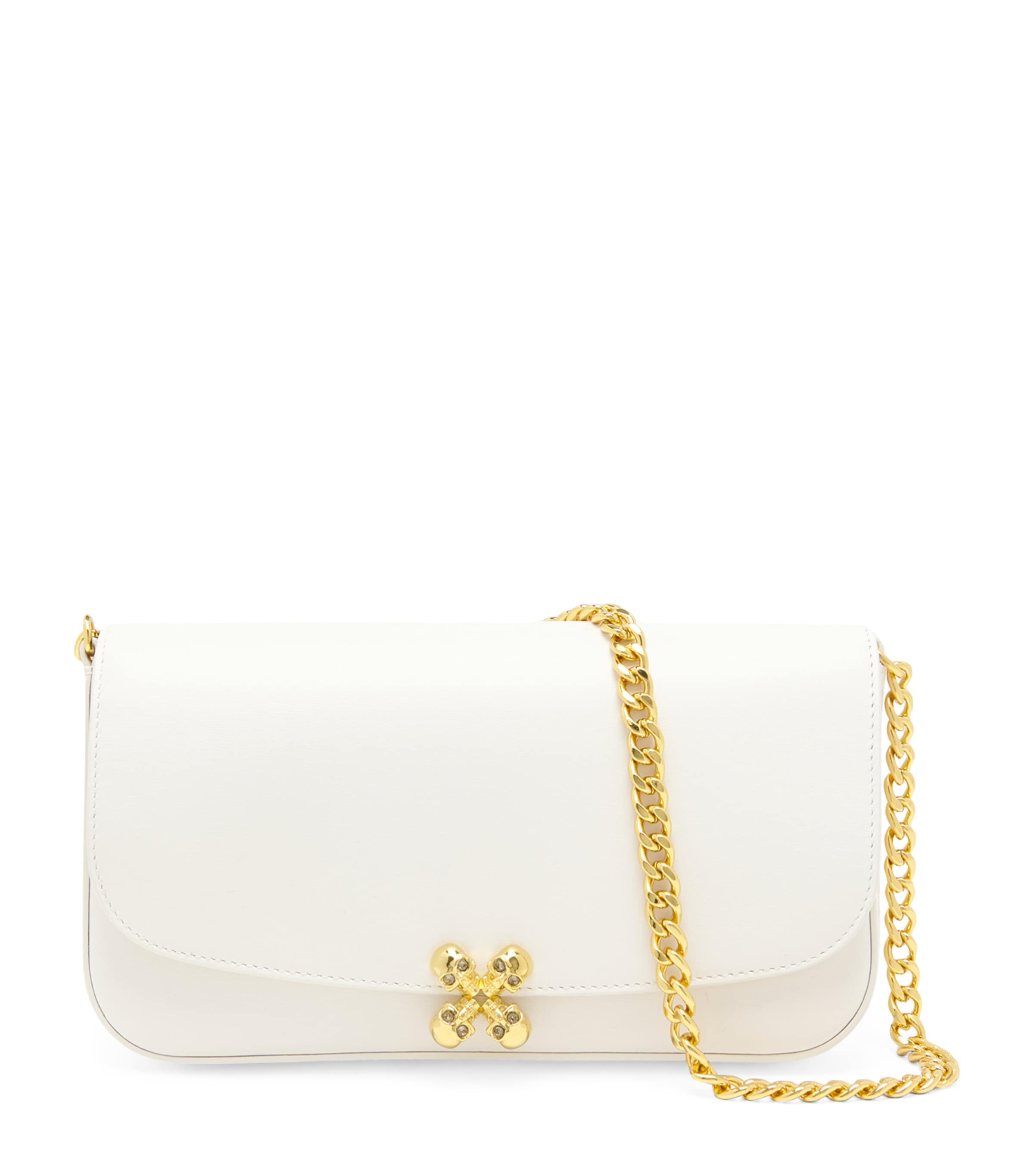 Leather Skull Flower Shoulder Bag