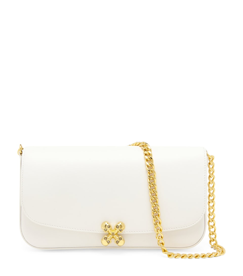 Leather Skull Flower Shoulder Bag