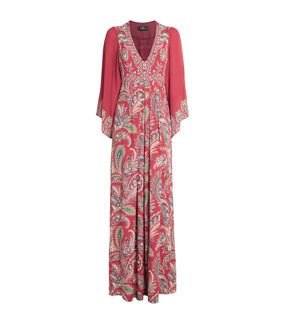 Crepe de Chine Paisley Maxi Dress
