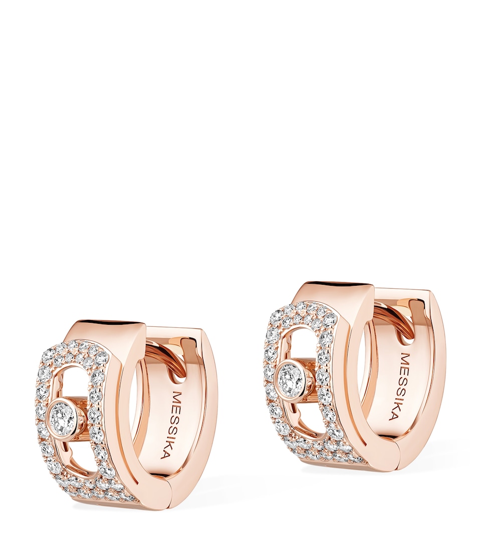 Messika Move Noa Pink Gold and Diamond Pavé Hoop Earrings White Gold