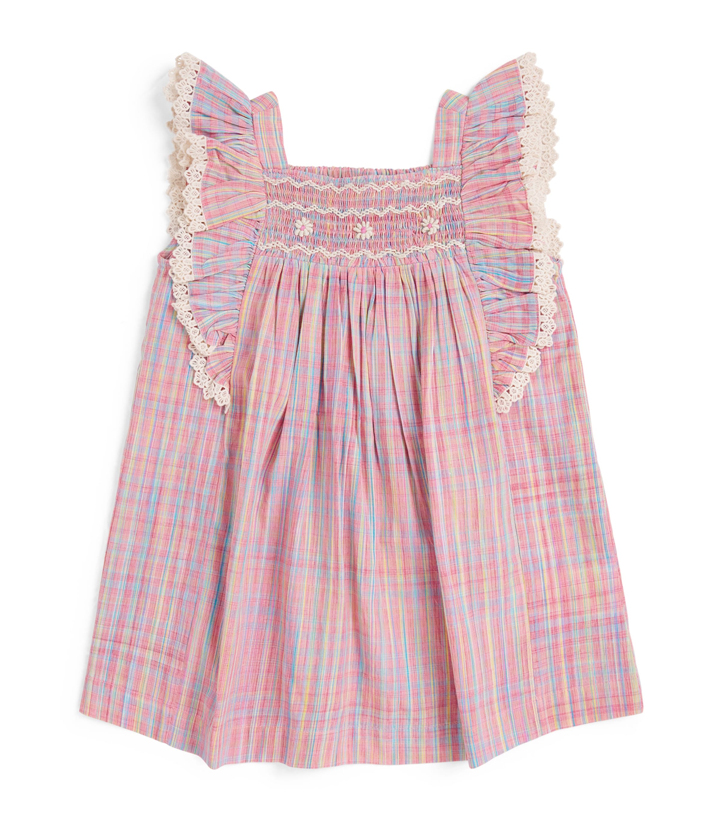 Louise Misha Cotton Martine Dress (24 Months) Pink Pomelo Checks