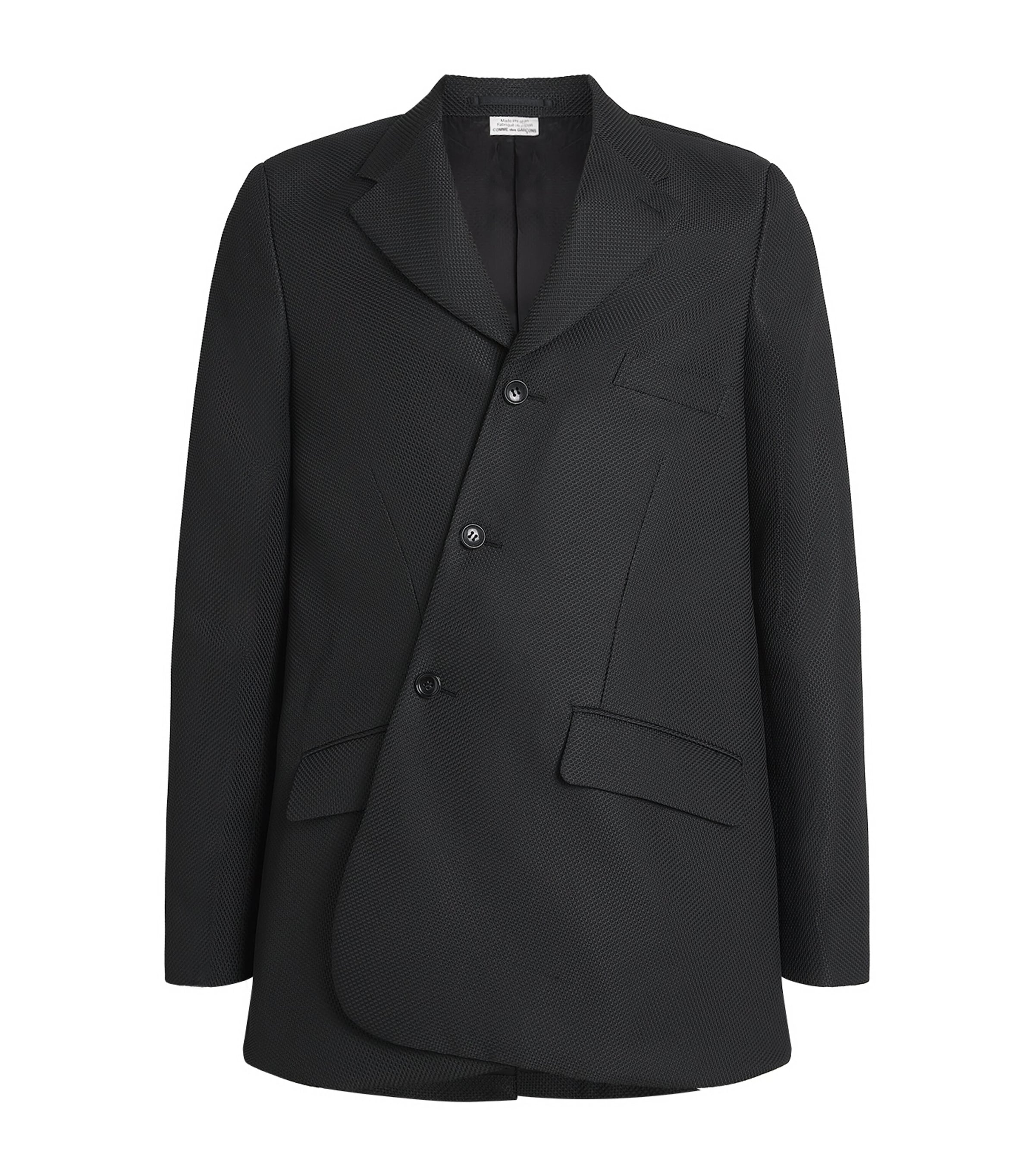 Comme Des Garçons Mens Wool Asymmetrical Blazer Black