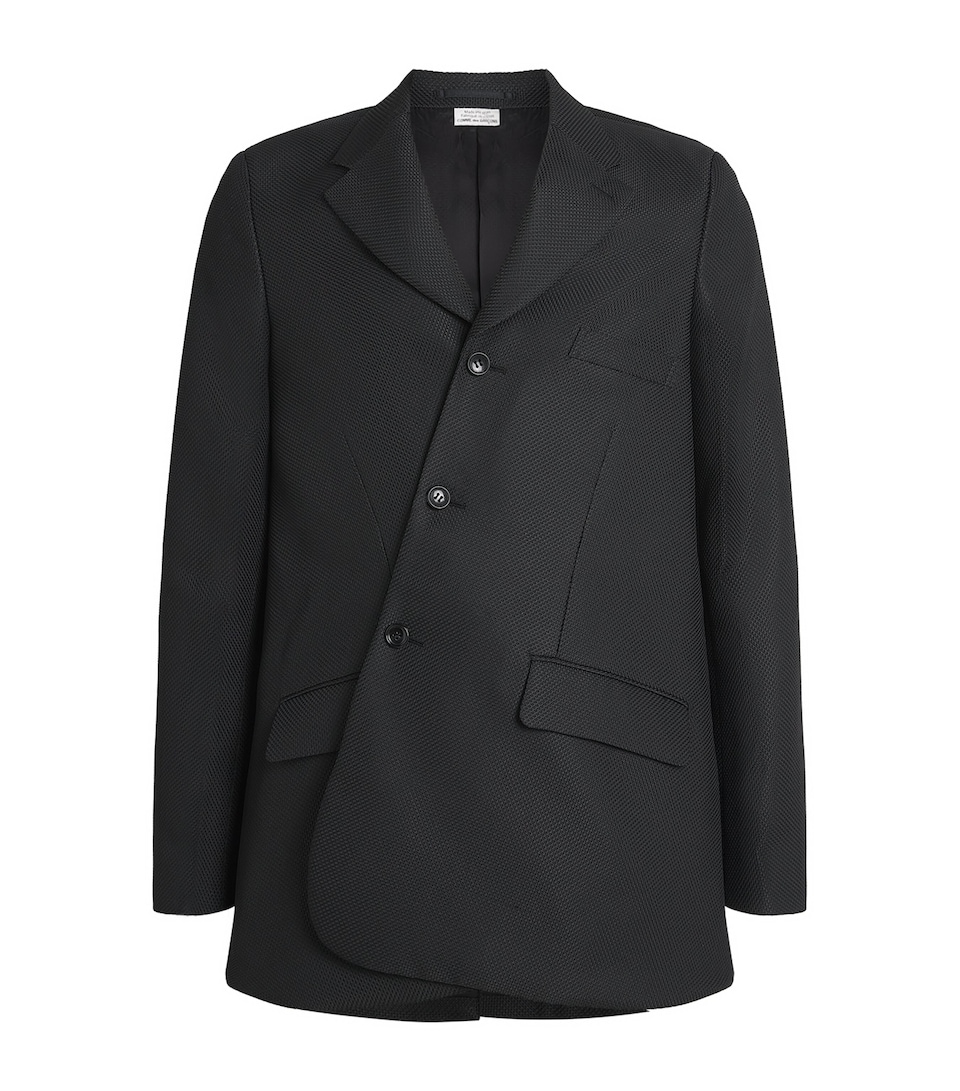 Comme Des Garçons Mens Wool Asymmetrical Blazer Black