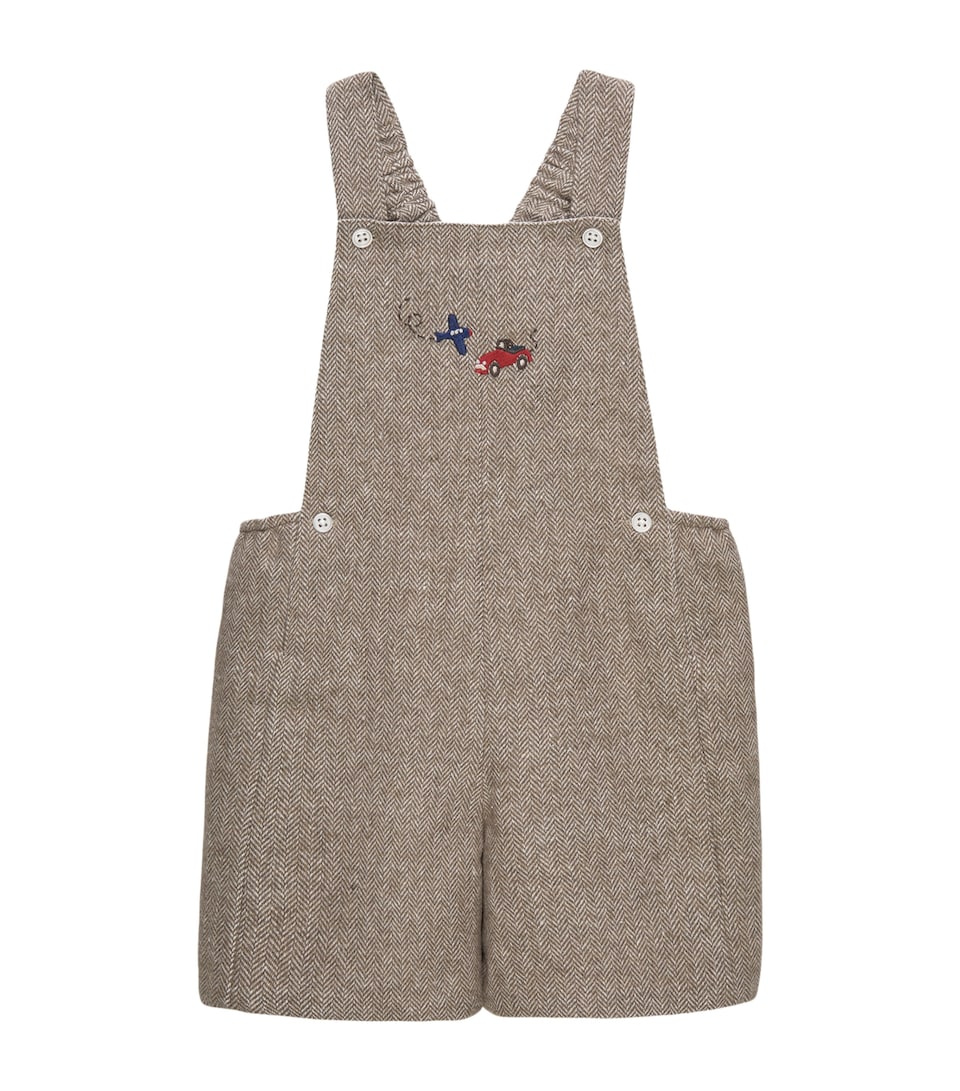 Trotters Alfie Embroidered Dungarees (6-24 Months) Oatmeal