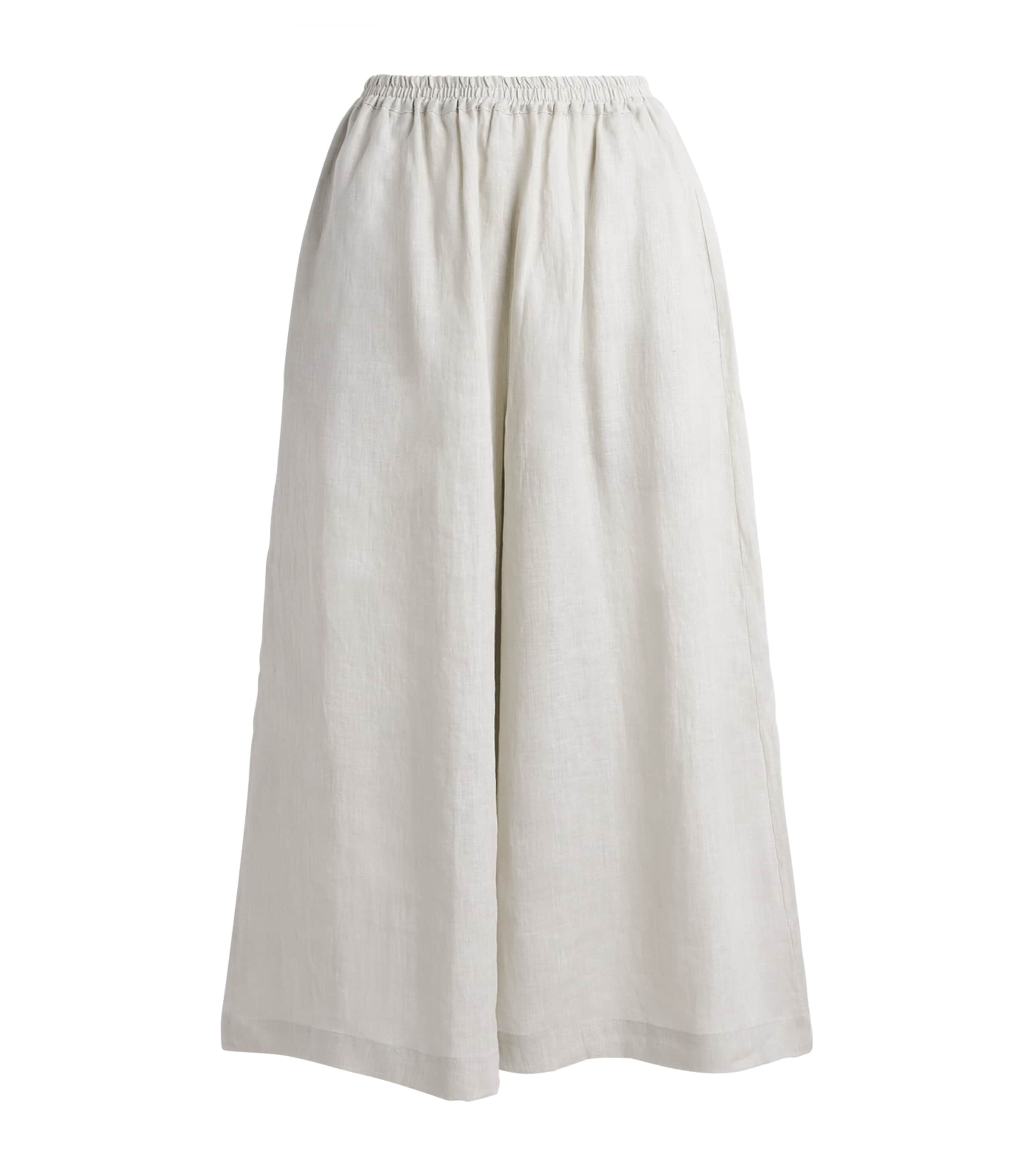 Eskandar Womens Linen Flared Culottes Silvertint