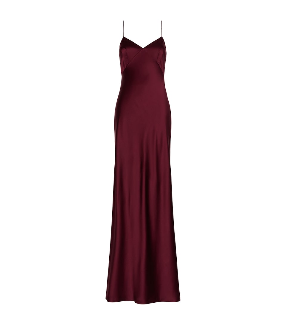 Max Mara Womens Silk Maxi Dress Bordeaux