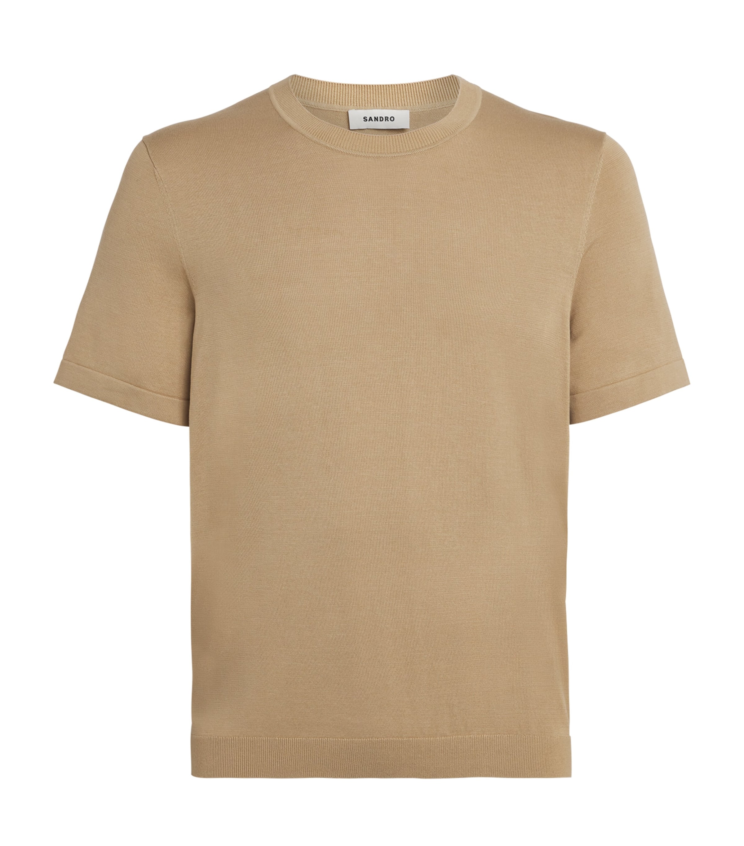 Sandro Paris Mens Knitted T-Shirt Cappucino