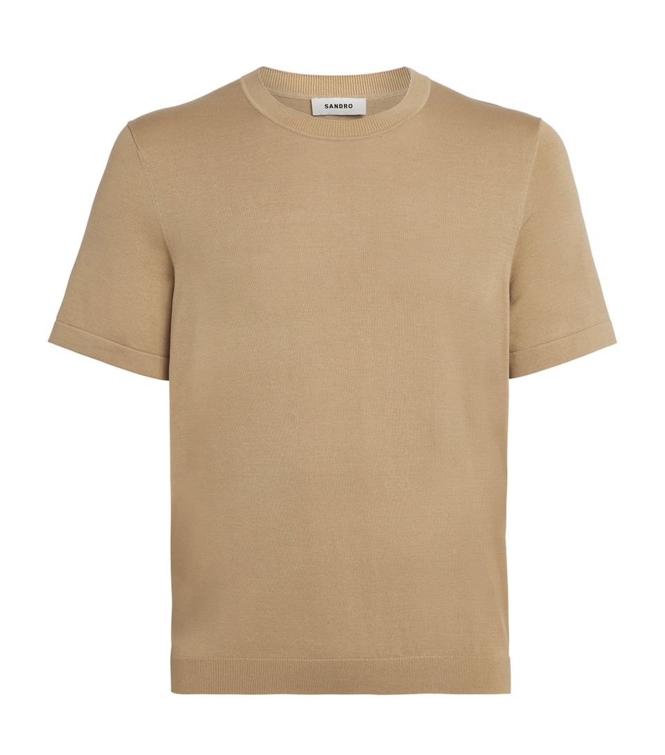 Sandro Paris Mens Knitted T-Shirt Cappucino