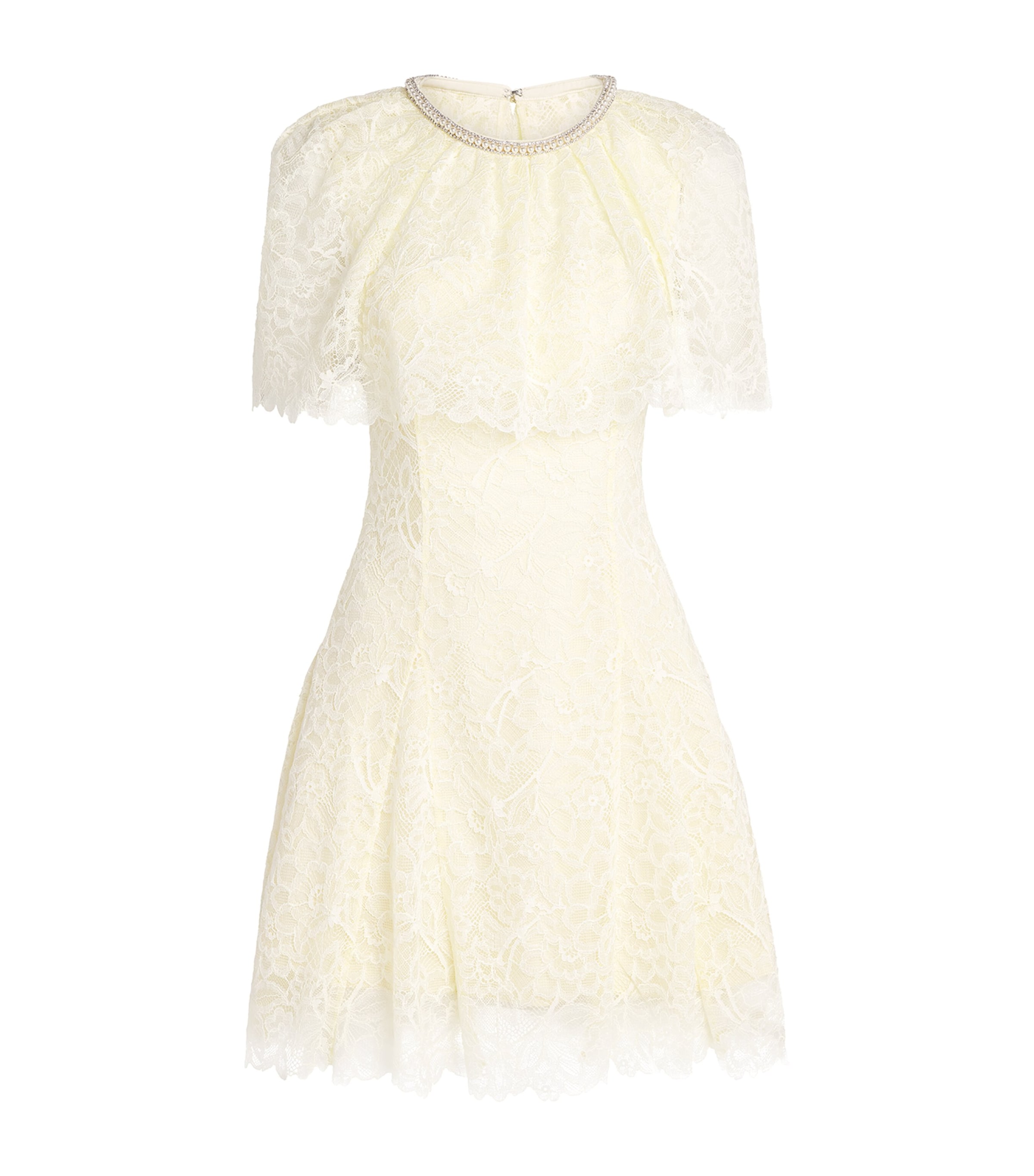 Self-Portrait Womens Lace Cape Mini Dress Yellow