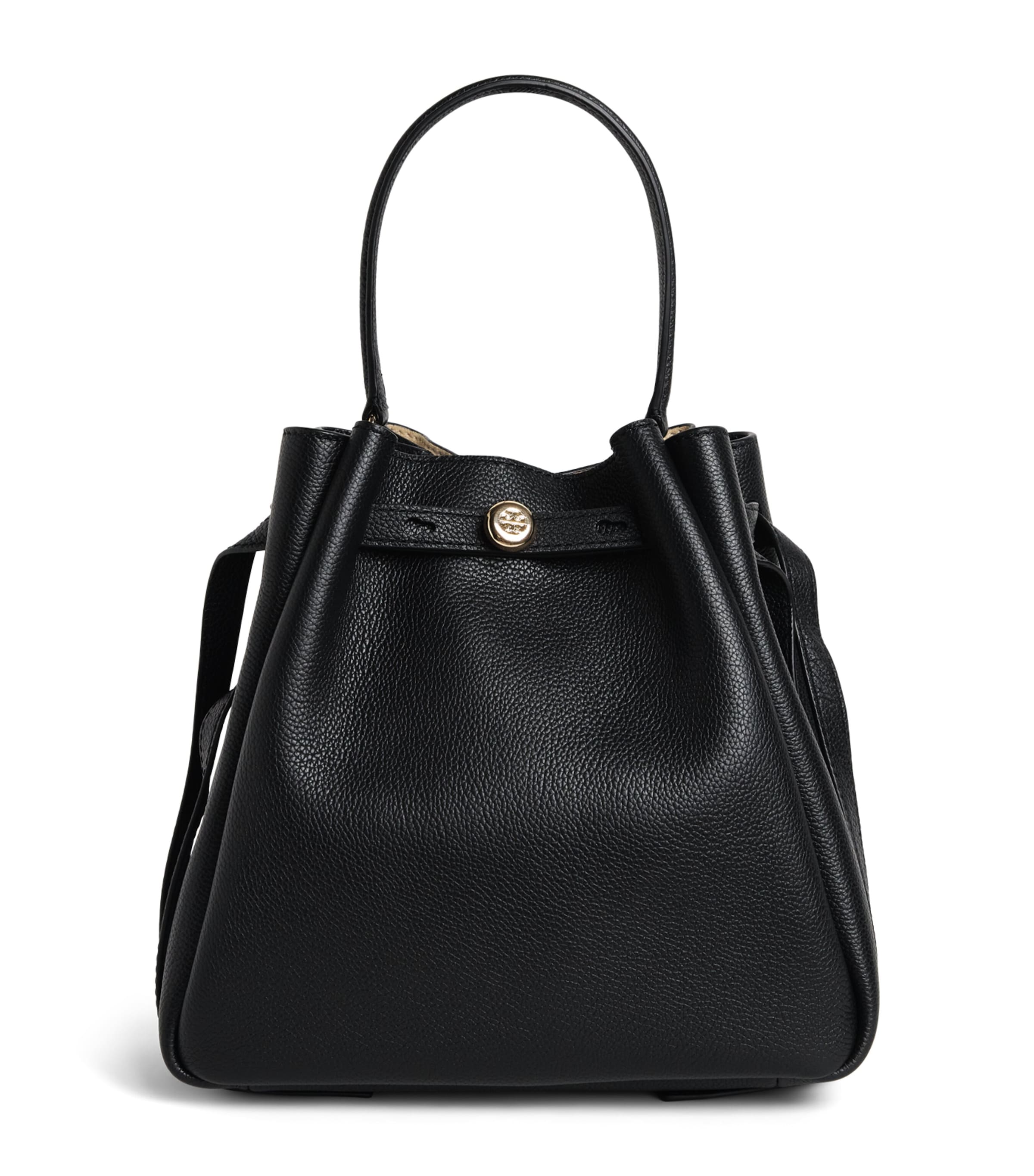Tory Burch Leather Romy Bucket Bag Black