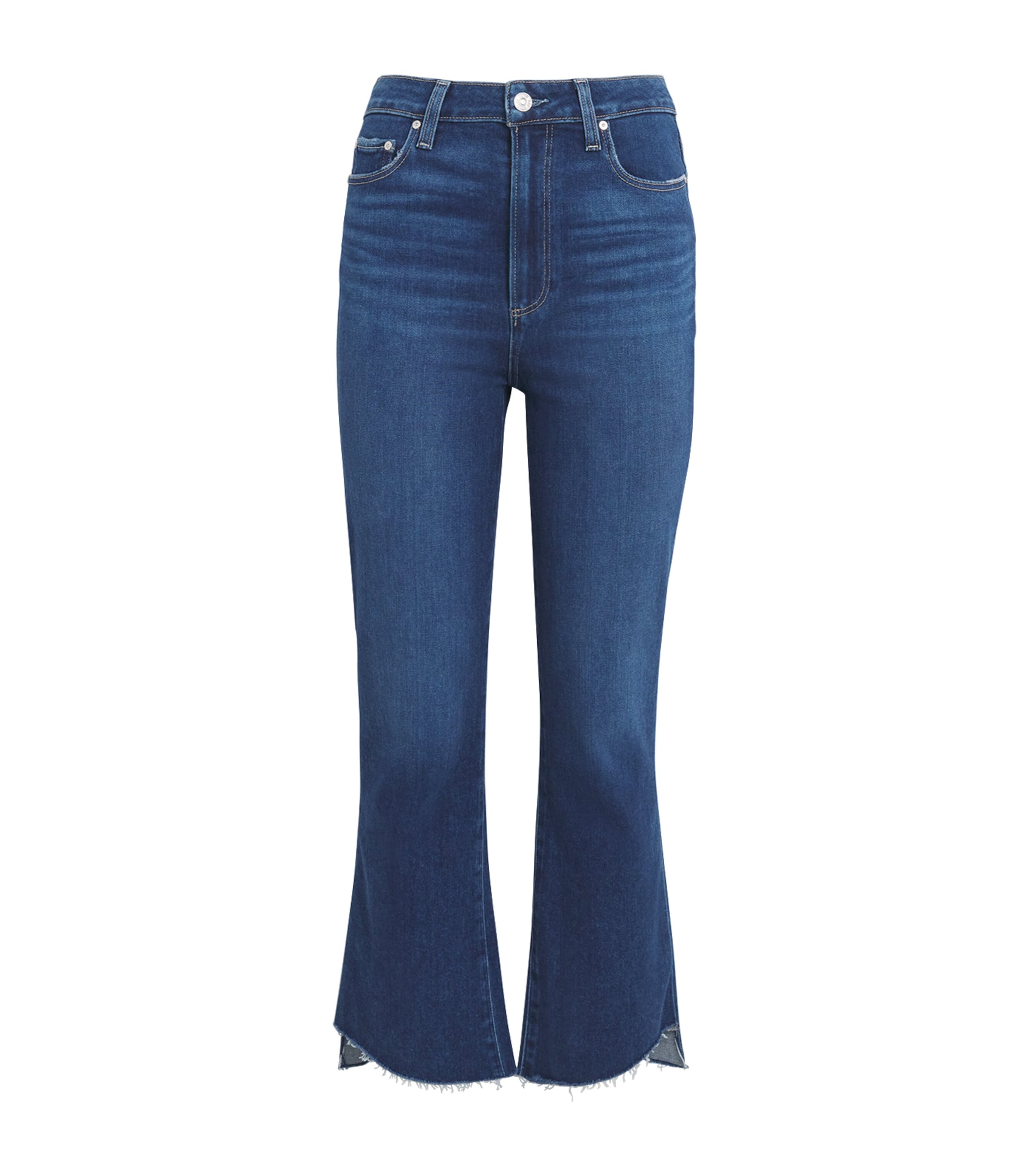 Angled-Hem Claudine Flared Jeans