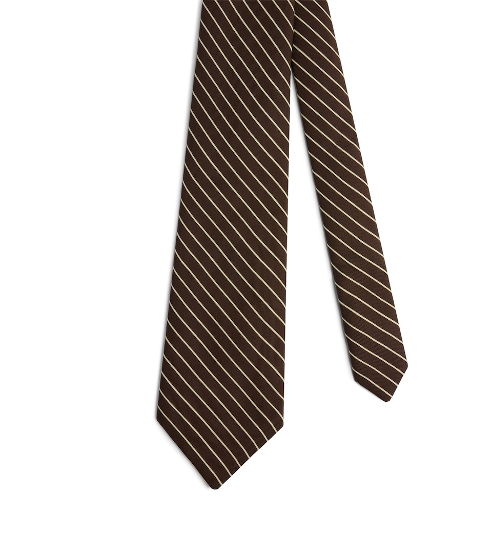 Dunhill Mulberry Silk Stripe Tie Brown