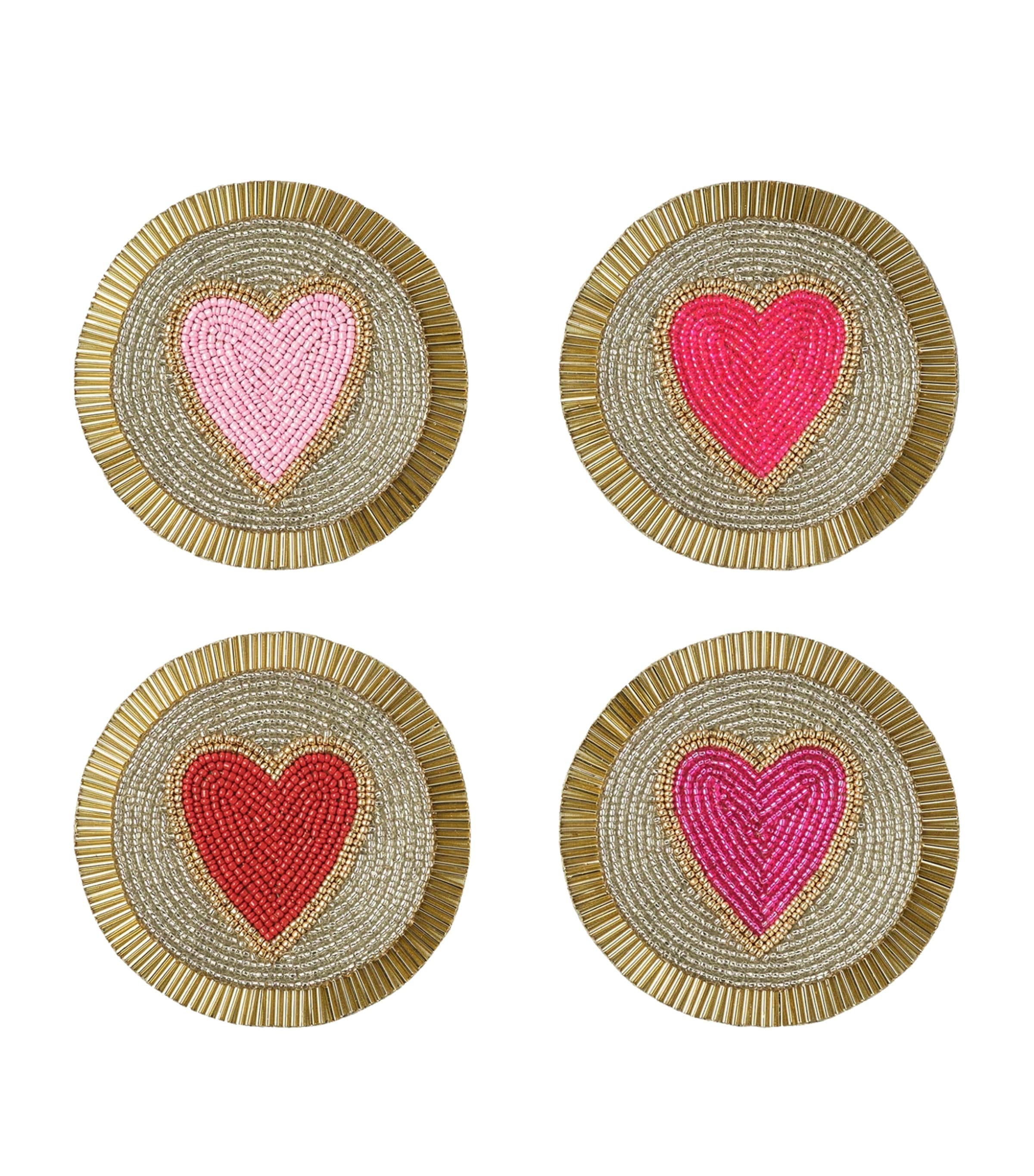 Beaded Heart Coasters (Set of 4)