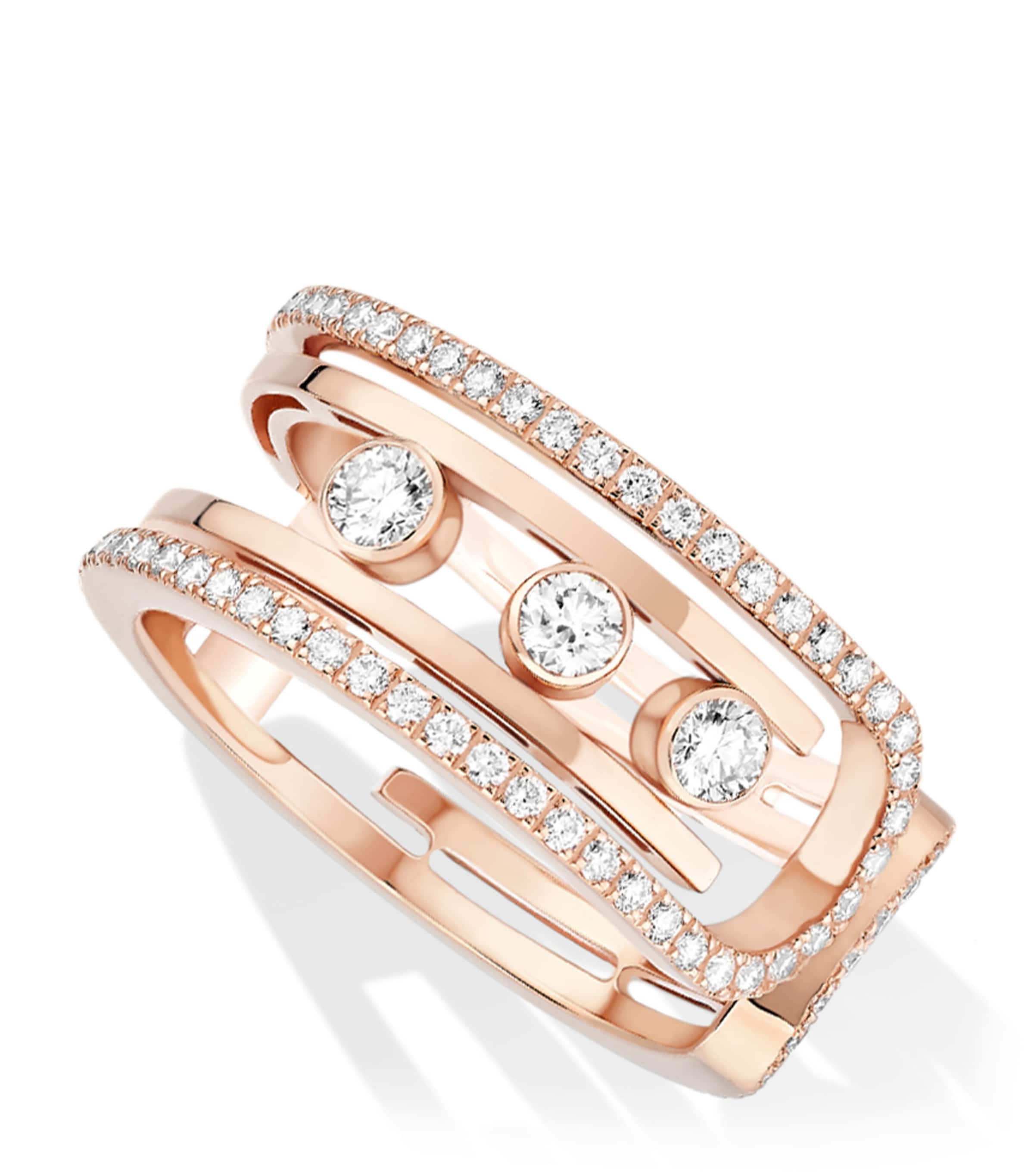 Messika Move 10th Birthday Rose Gold and Diamond Move Ring (0.79ct) Pink Gold