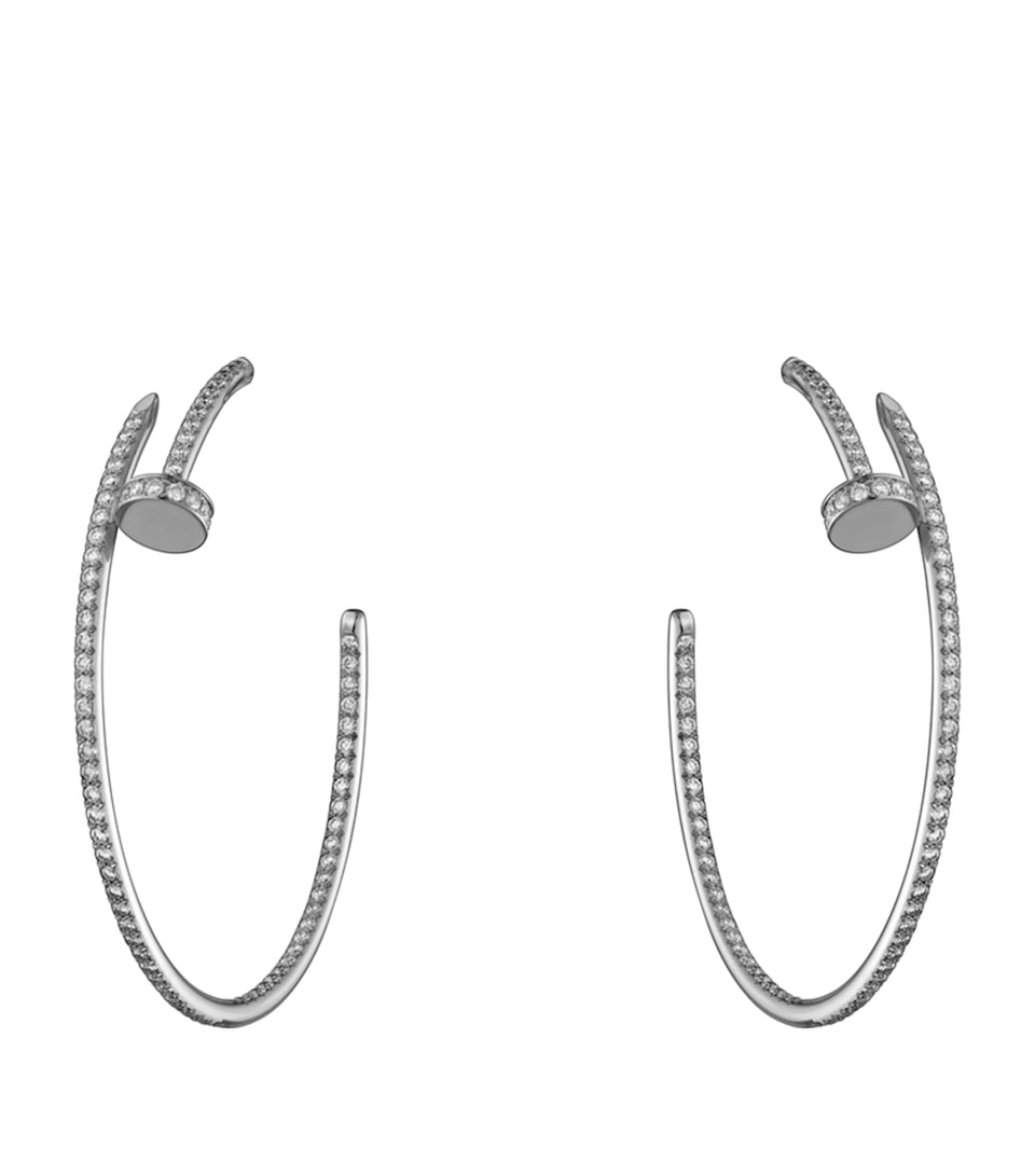 White Gold and Diamond Juste Un Clou Hoop Earrings
