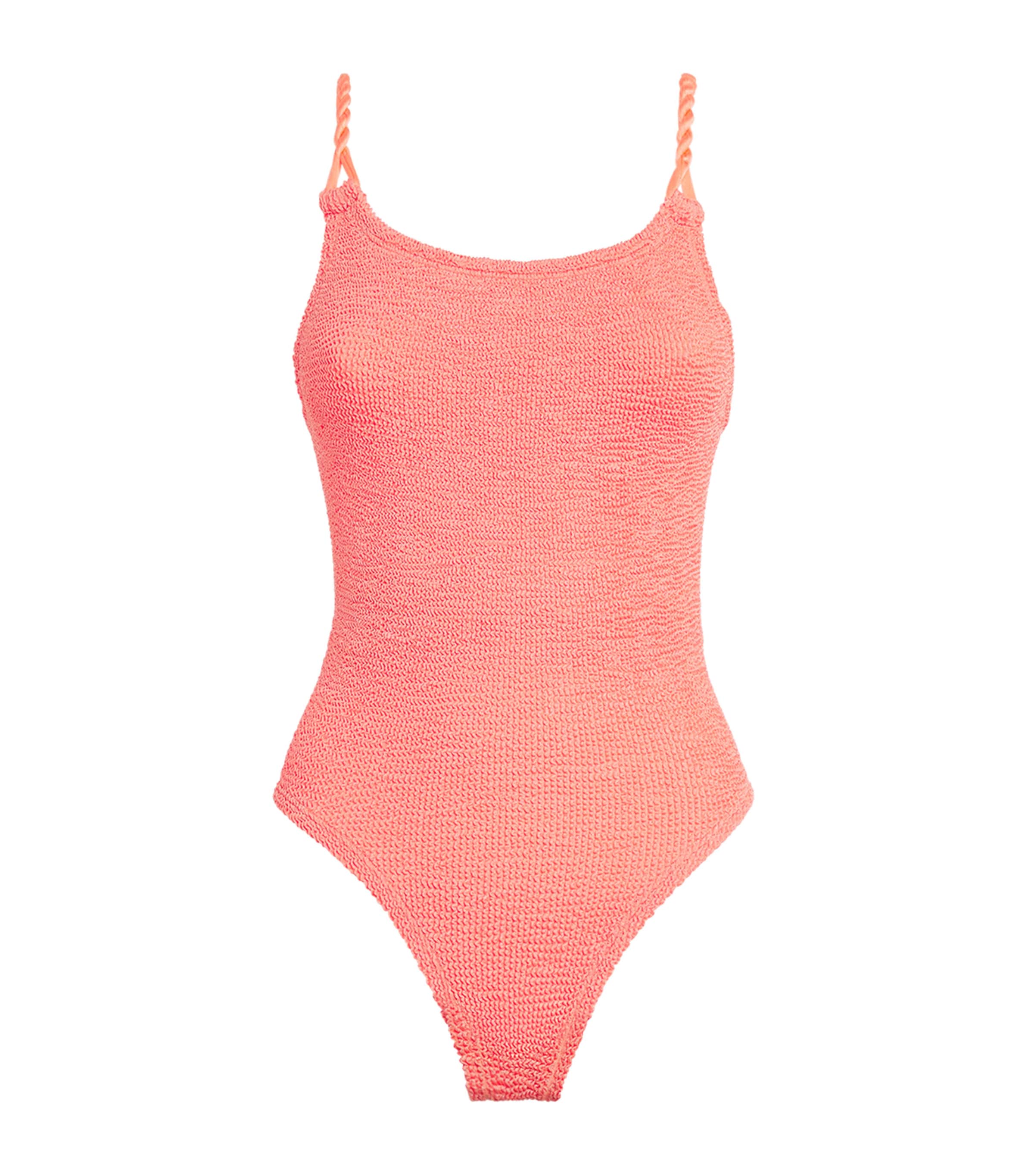 Hunza G Womens Twisted-Strap Camille Swimsuit Metallic Coral