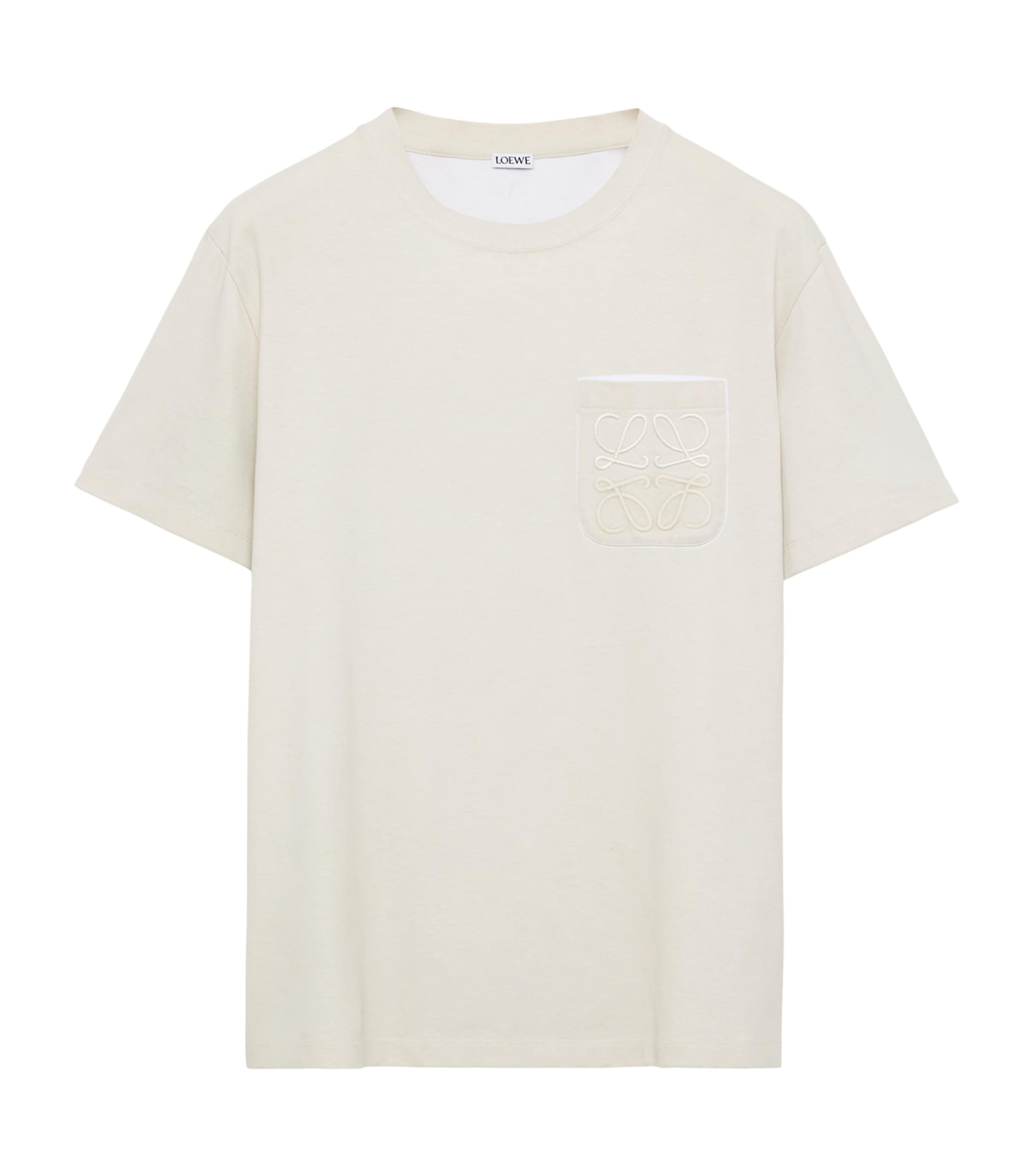 LOEWE Mens Pocket Anagram T-Shirt Light Beige