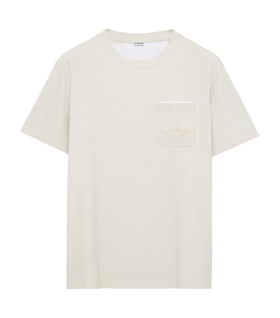 LOEWE Mens Pocket Anagram T-Shirt Light Beige