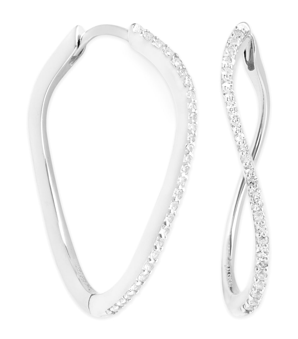 White Gold and White Topaz Infinity Hoop Earrings