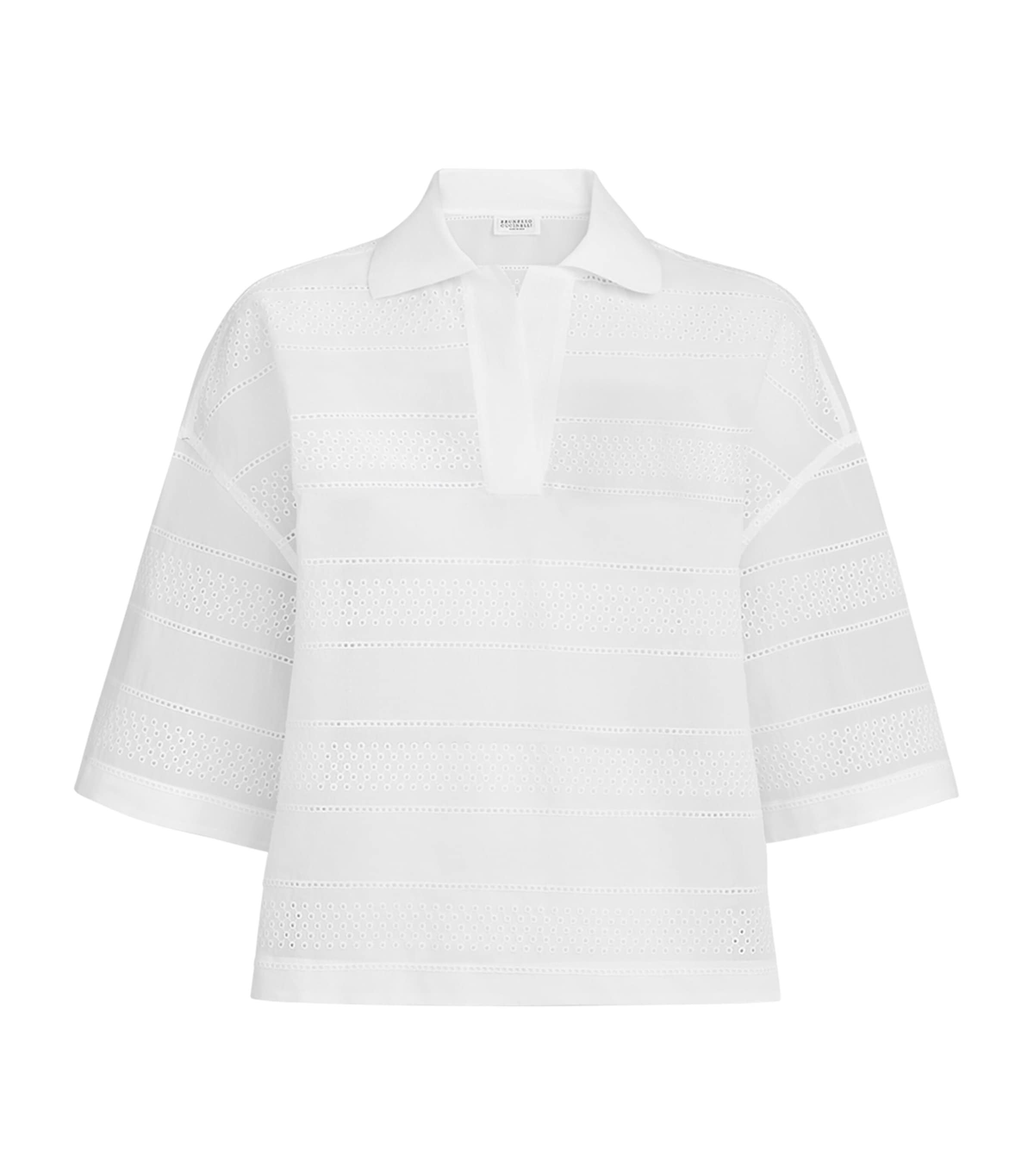 Brunello Cucinelli Womens Cotton Broderie Anglaise Top