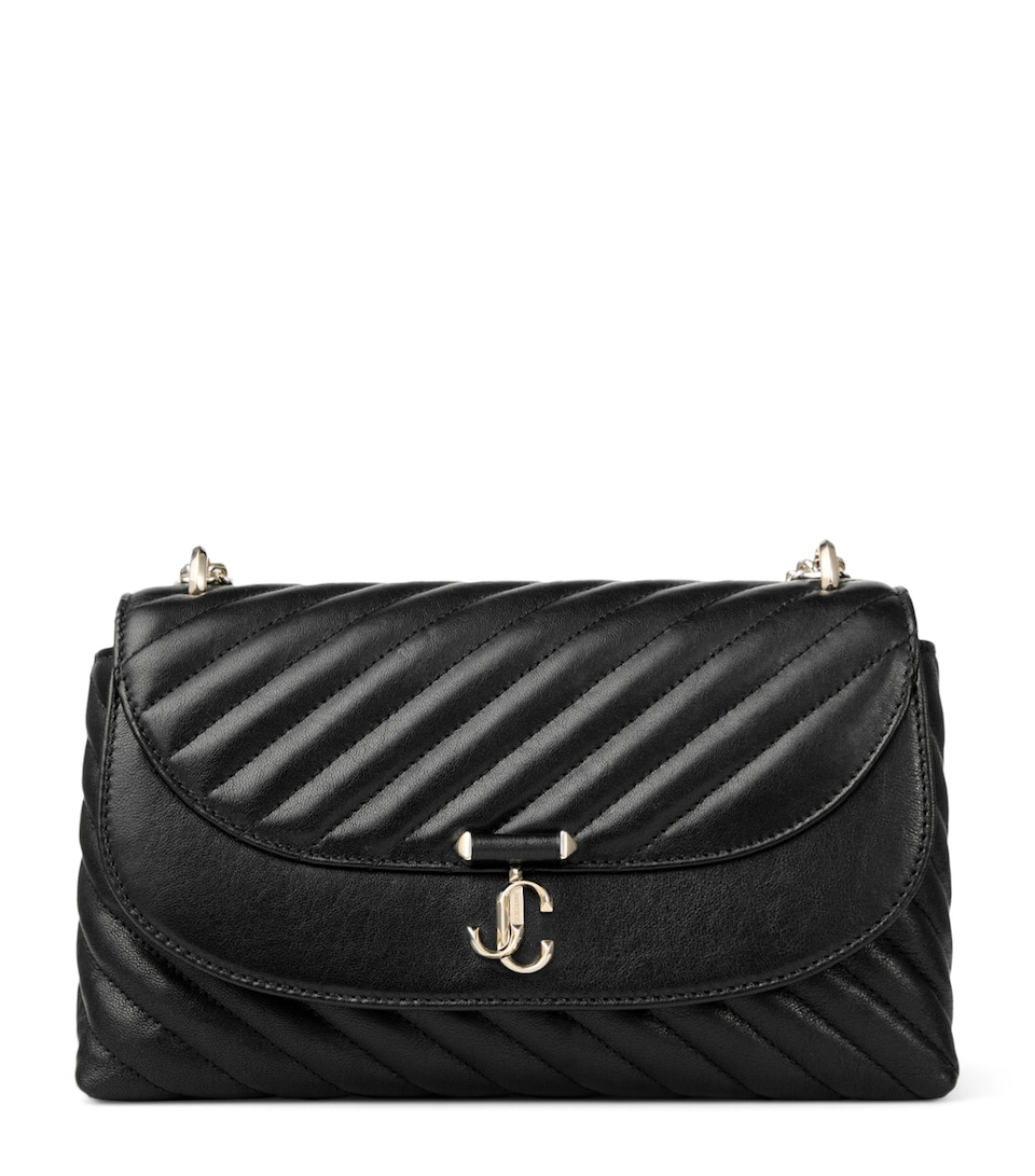 Jimmy Choo Medium Leather Curve Cross-Body Bag Black/shiny Gold