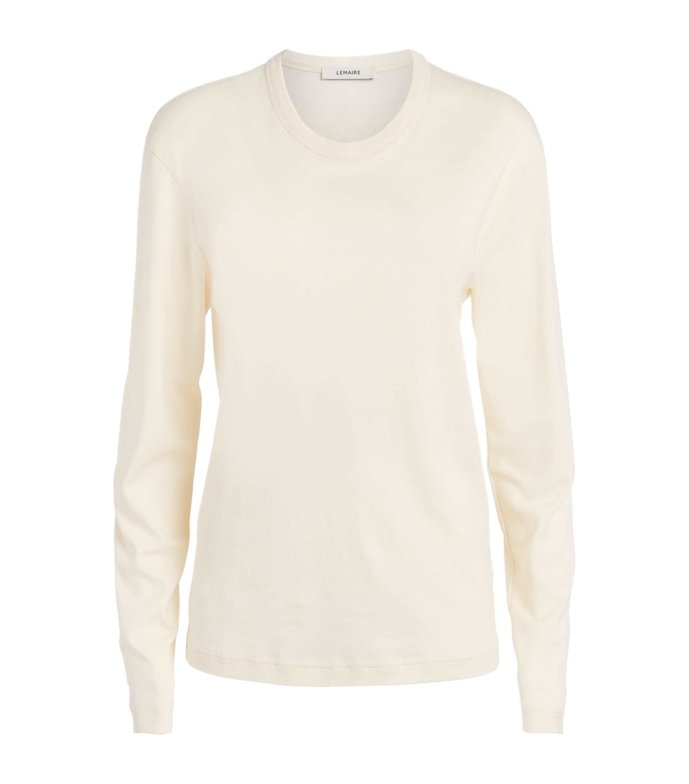 Lemaire Womens Cotton Ribbed Long-Sleeve T-Shirt Light Cream