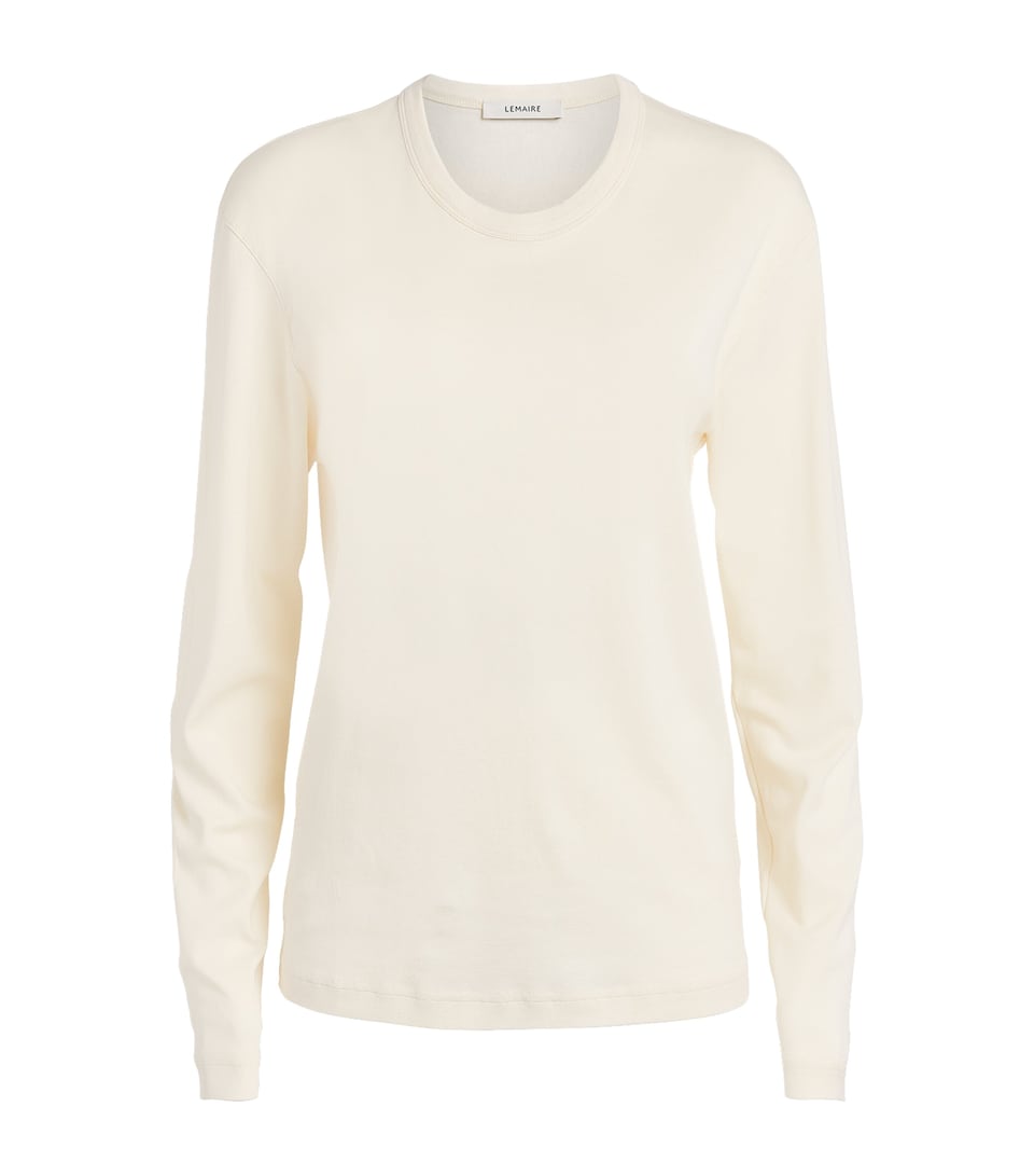 Lemaire Womens Cotton Ribbed Long-Sleeve T-Shirt Light Cream