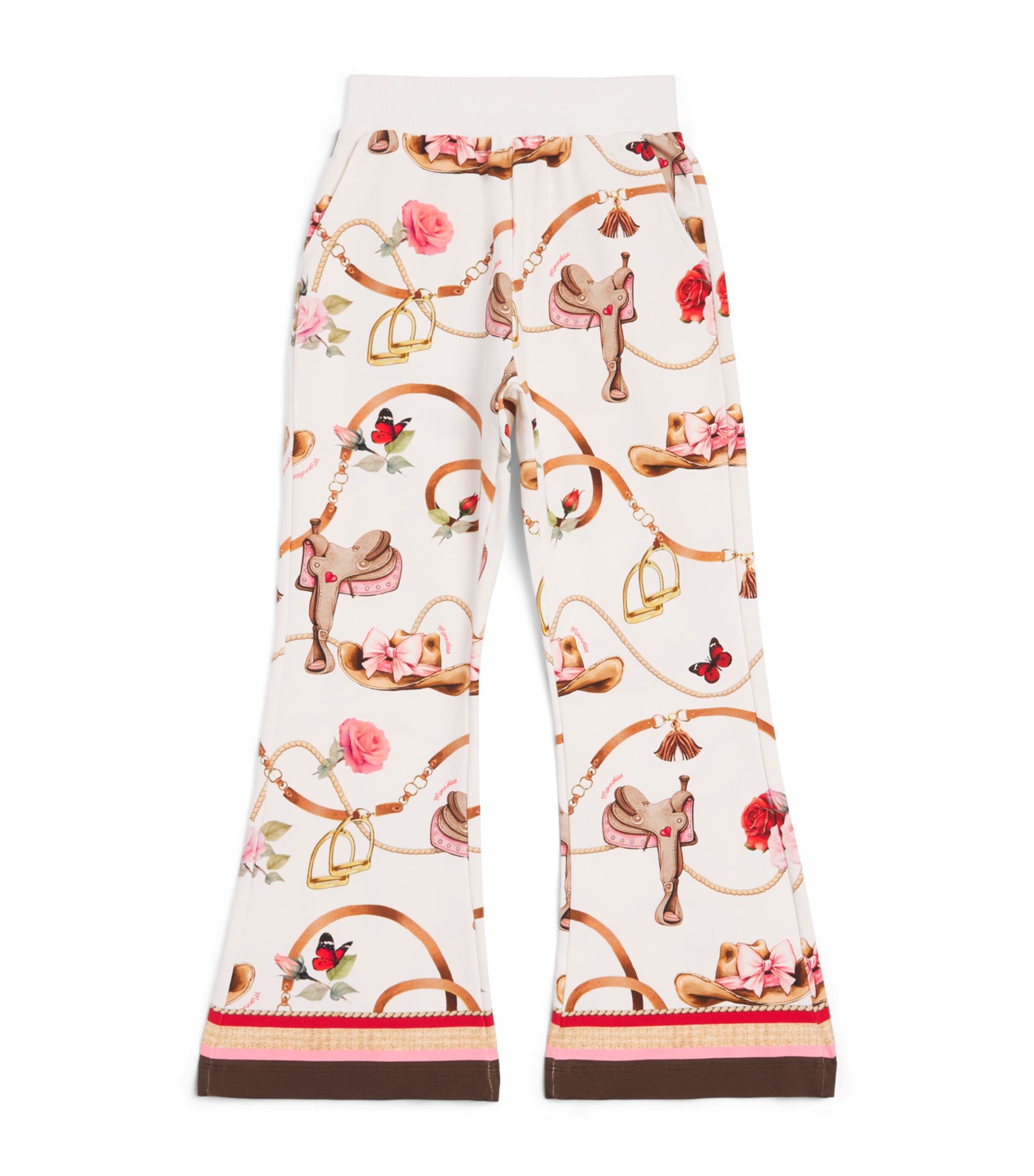 Monnalisa Stretch-Cotton Printed Sweatpants (2-12 Years) Gardenia