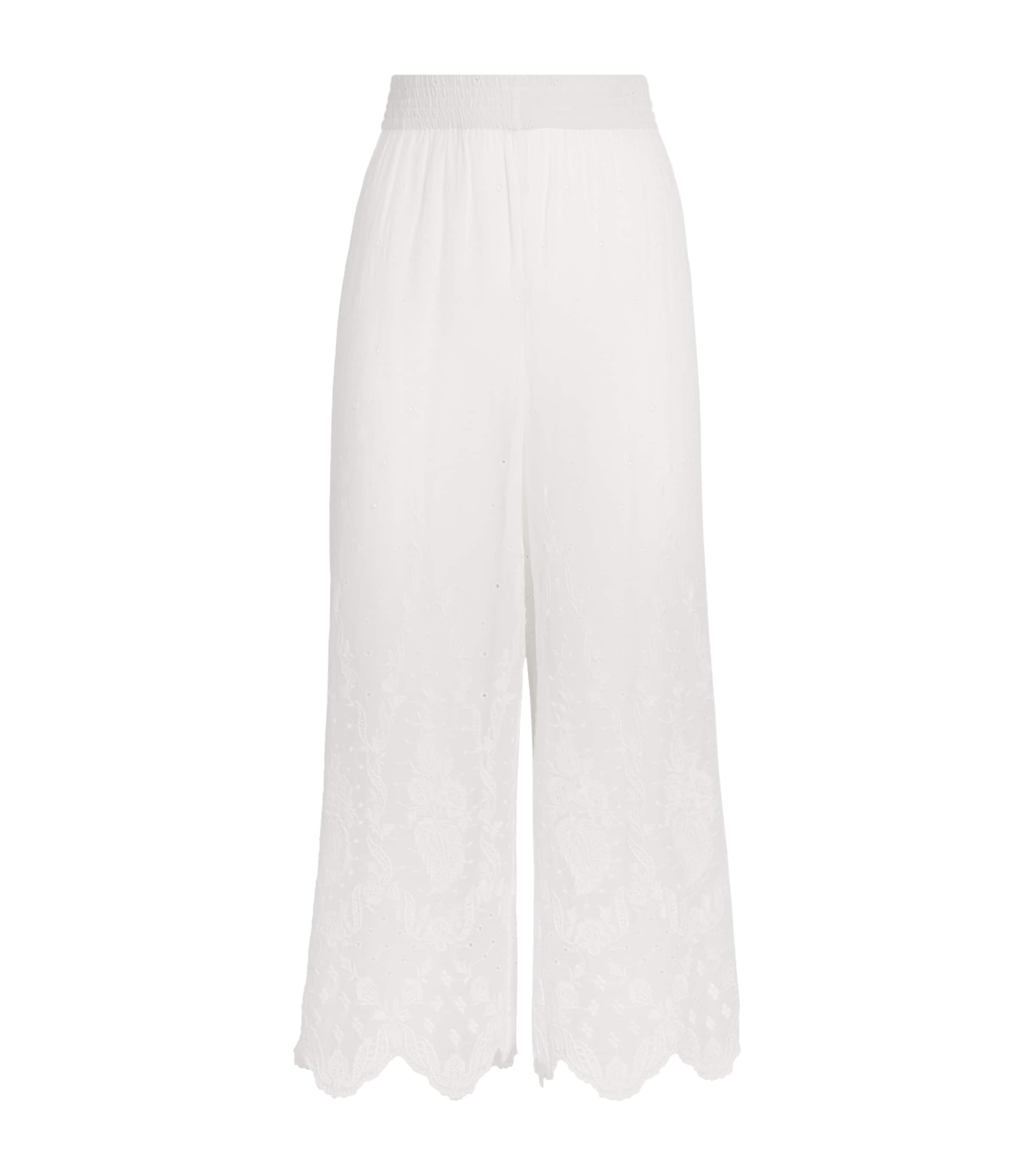 Alice+Olivia Womens Cotton Elba Wide-Leg Trousers Off White