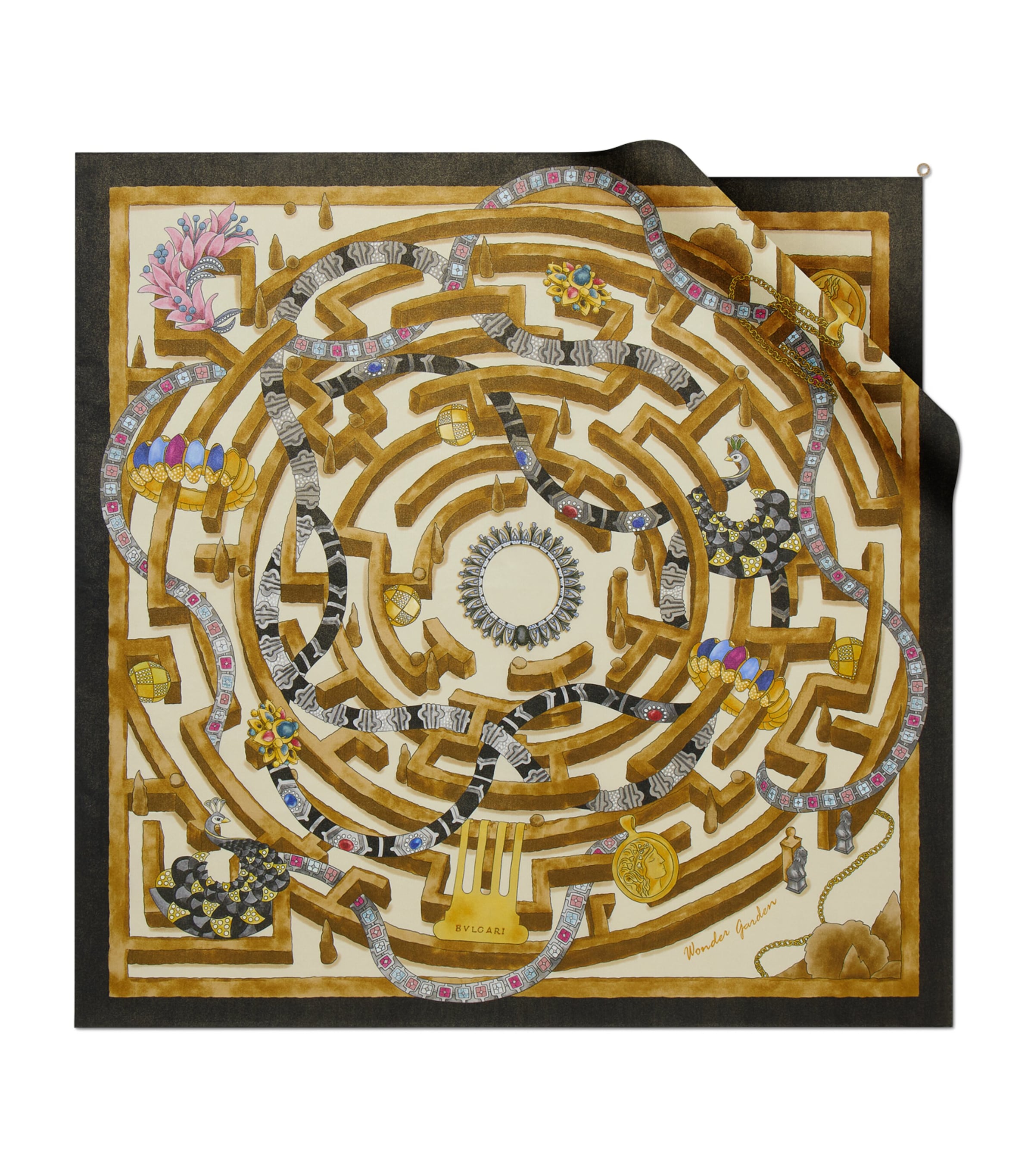 Bvlgari Silk Wonder Garden Scarf Offwhite