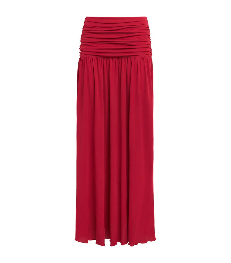 RETORI Womens Draped Maxi Skirt Red