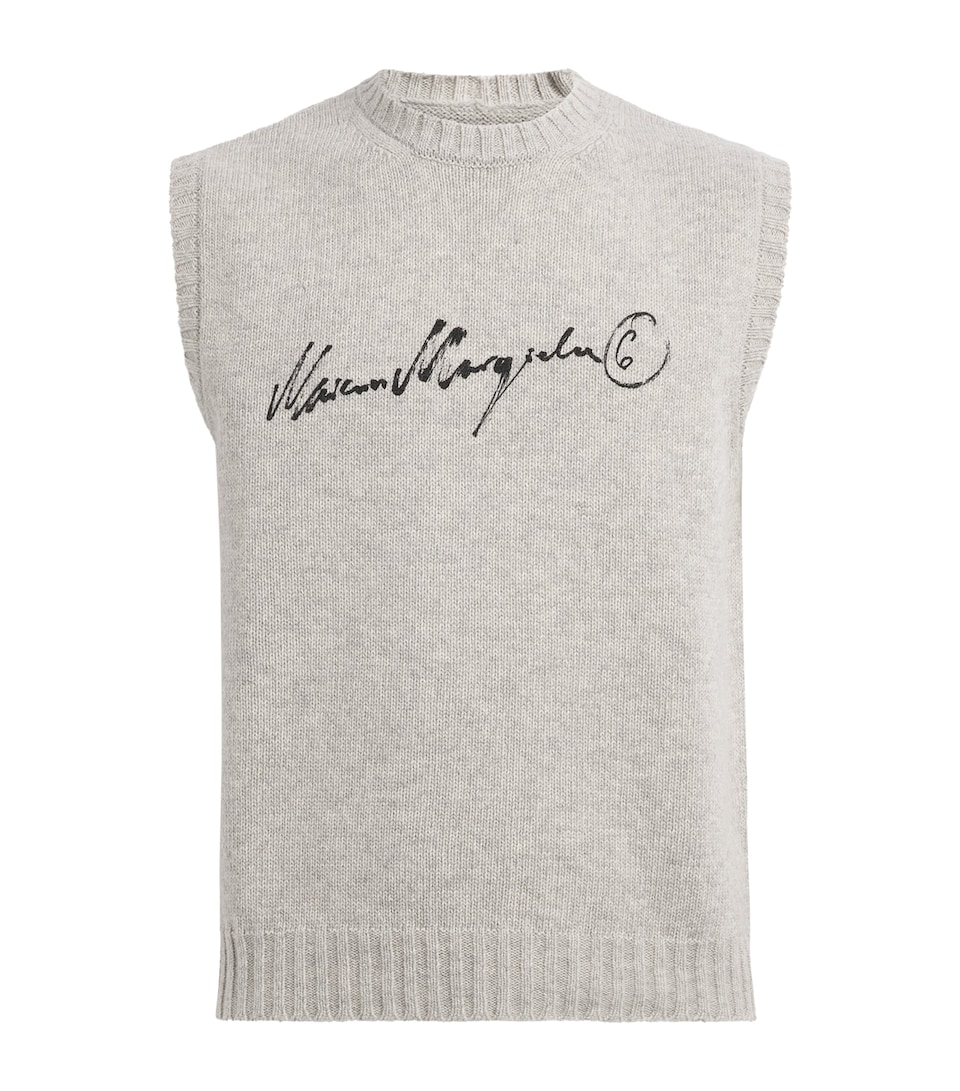 MM6 Maison Margiela Mens Wool-Blend Logo Sweater Vest Gry Mel Blck Pr