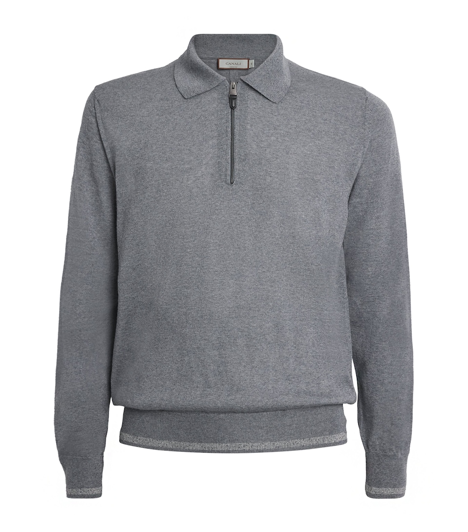 Wool-Blend Zip-Up Polo Shirt